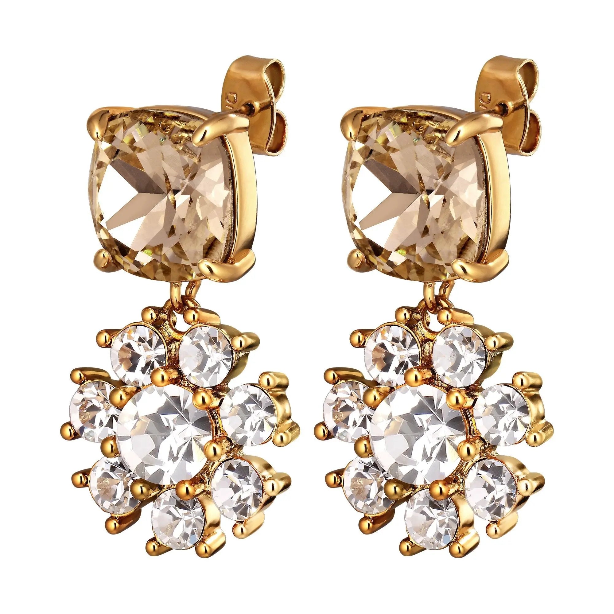 Poppy Gold Earrings - Golden / Crystal - Dyrberg/Kern NZ