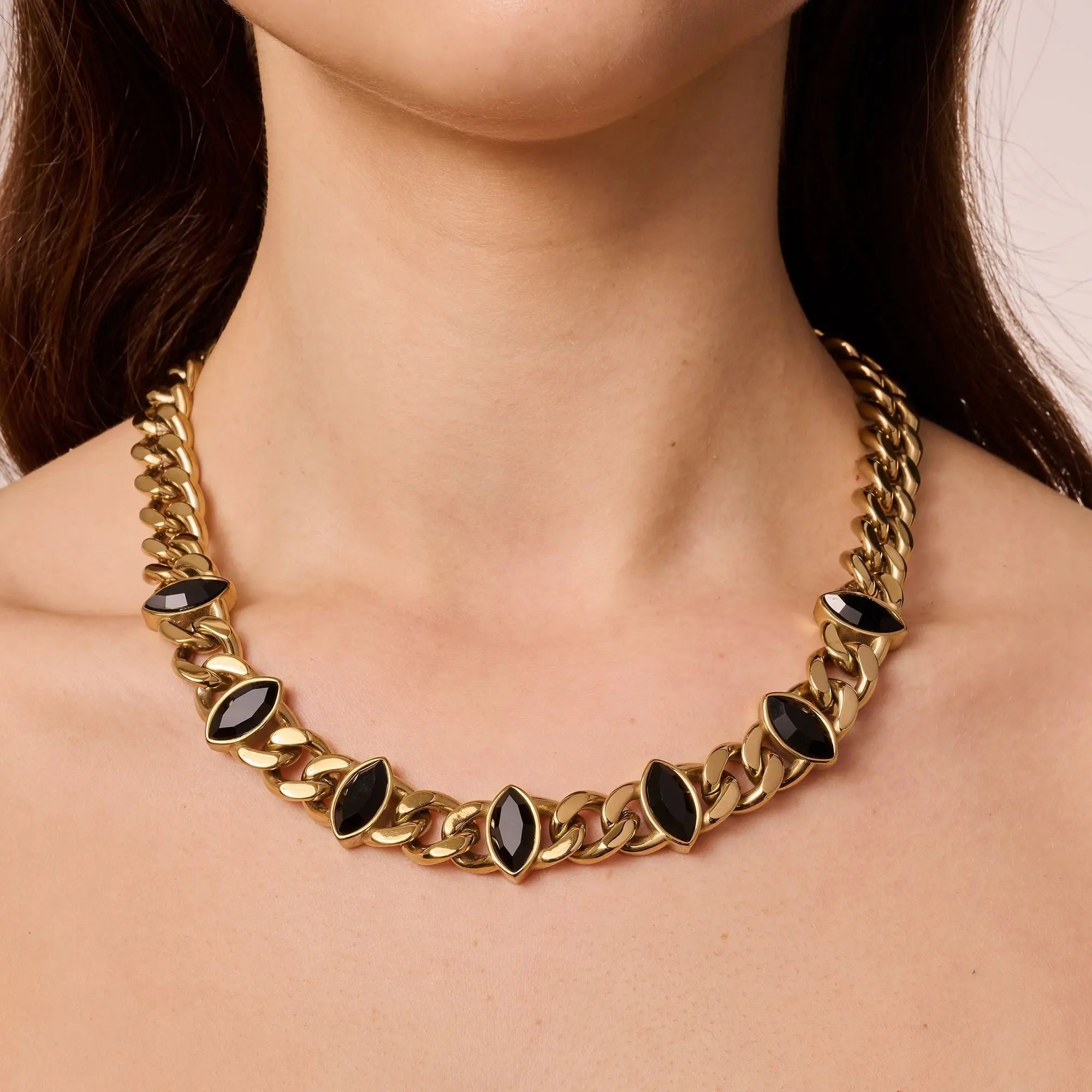 Punica Gold Necklace - Black - Dyrberg/Kern NZ
