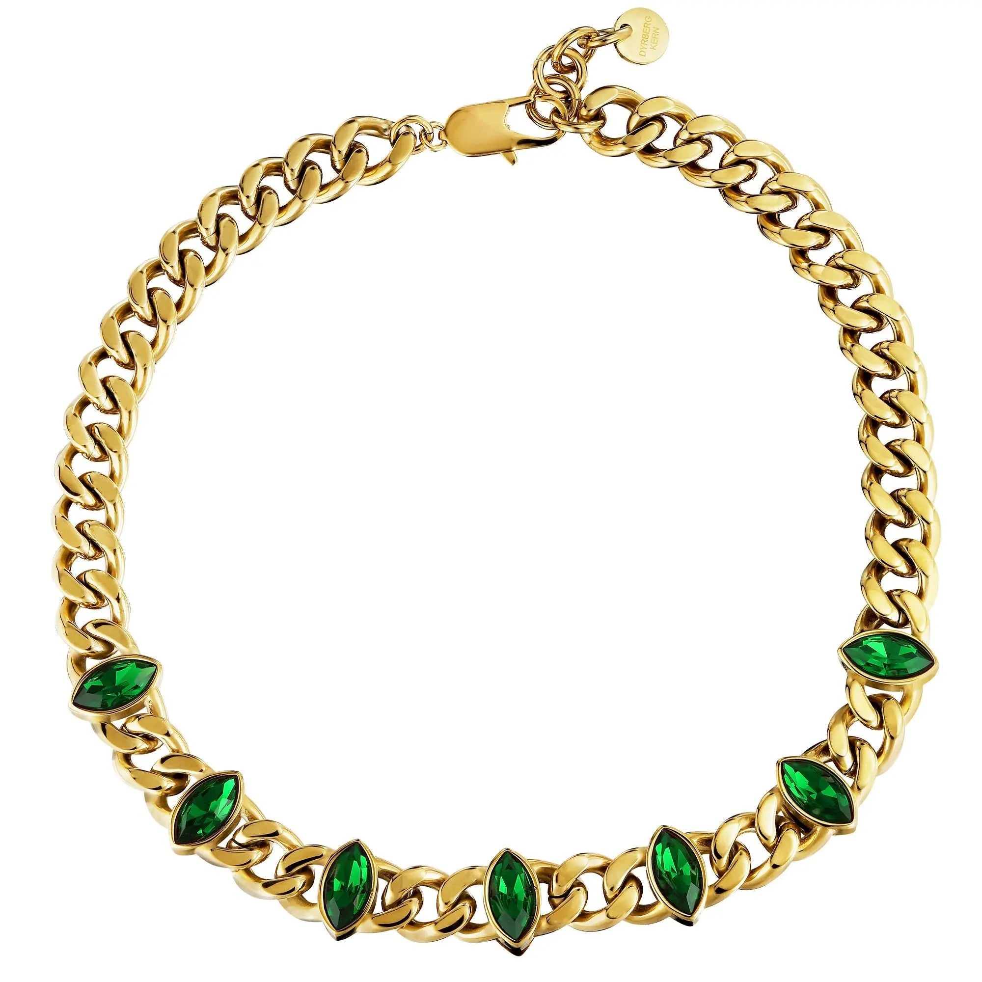 Punica Gold Necklace - Emerald Green - Dyrberg/Kern NZ