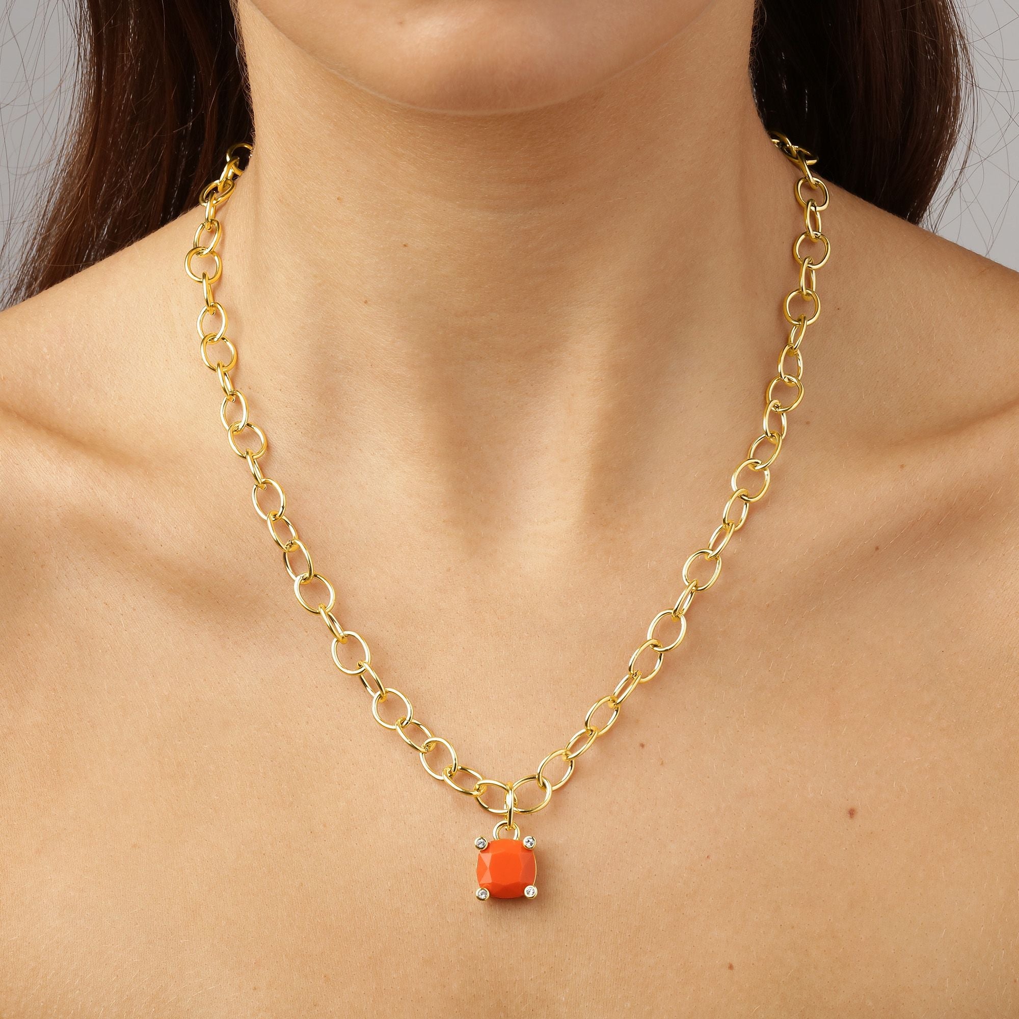 Ramina Gold Necklace - Coral - Dyrberg/Kern NZ
