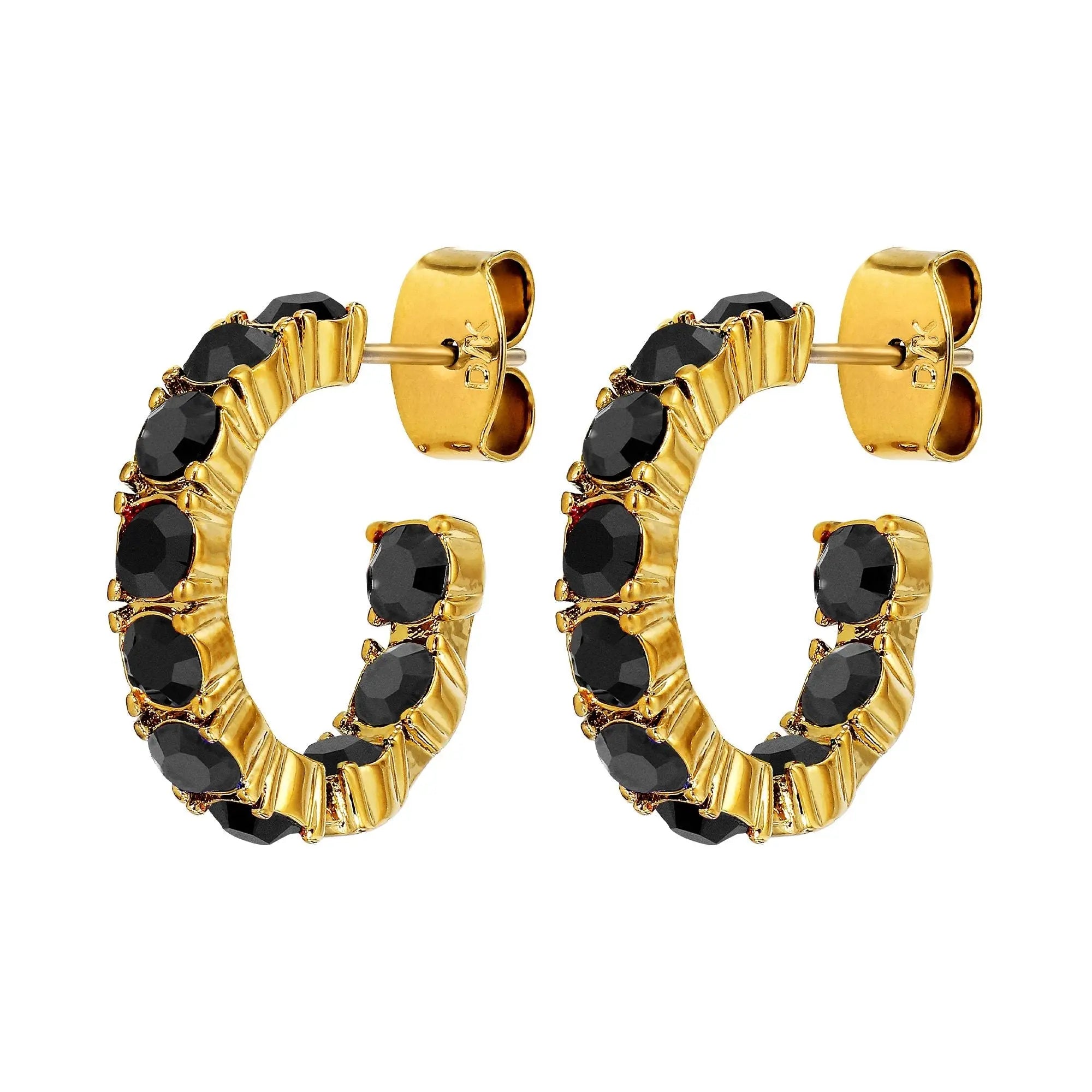 Raquel Gold Earrings - Black - Dyrberg/Kern NZ