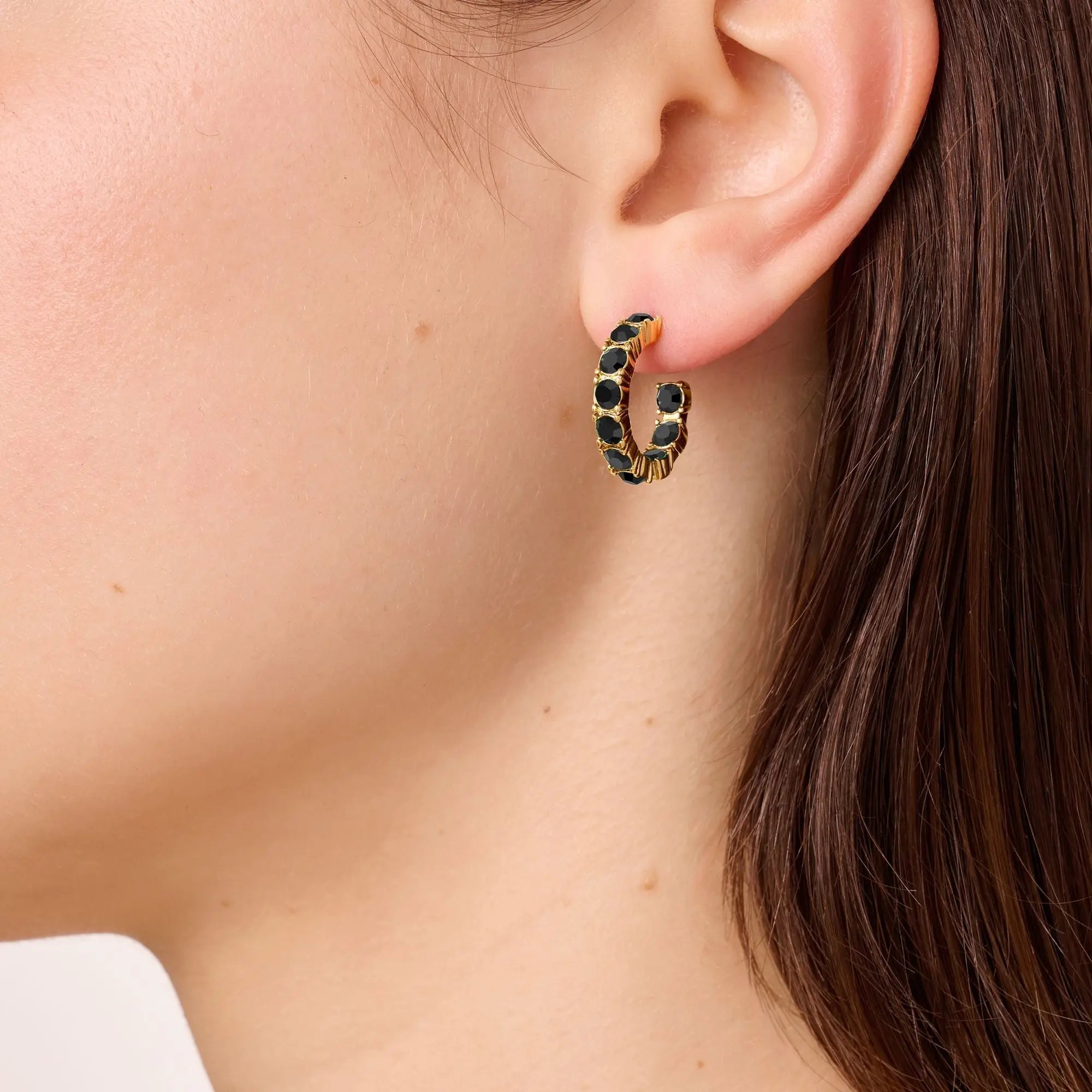 Raquel Gold Earrings - Black - Dyrberg/Kern NZ