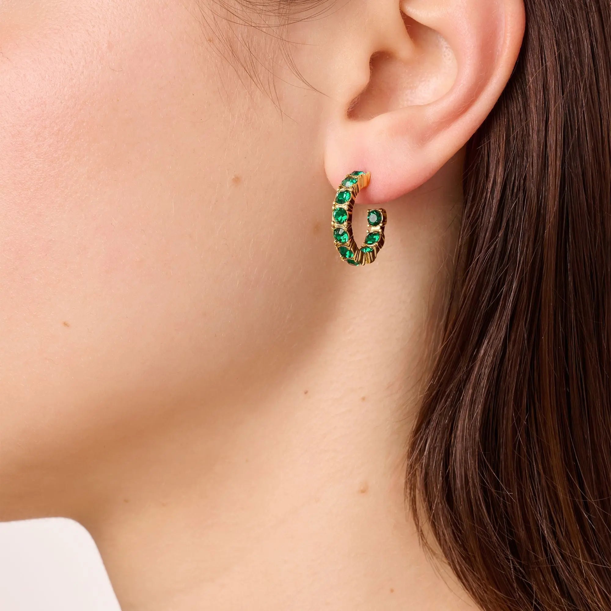Raquel Gold Earrings - Emerald Green - Dyrberg/Kern NZ