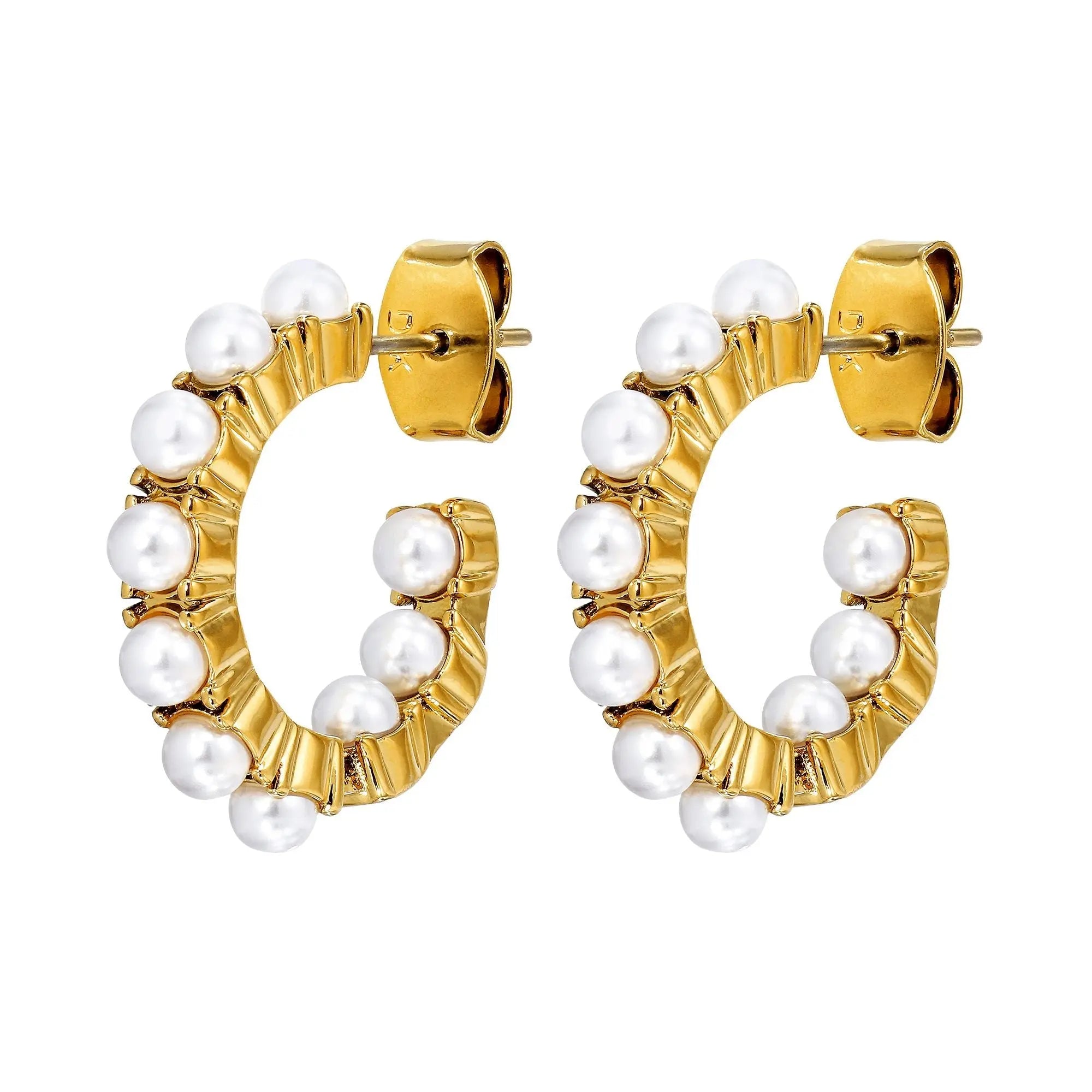 Raquel Gold Earrings - White Pearl - Dyrberg/Kern NZ