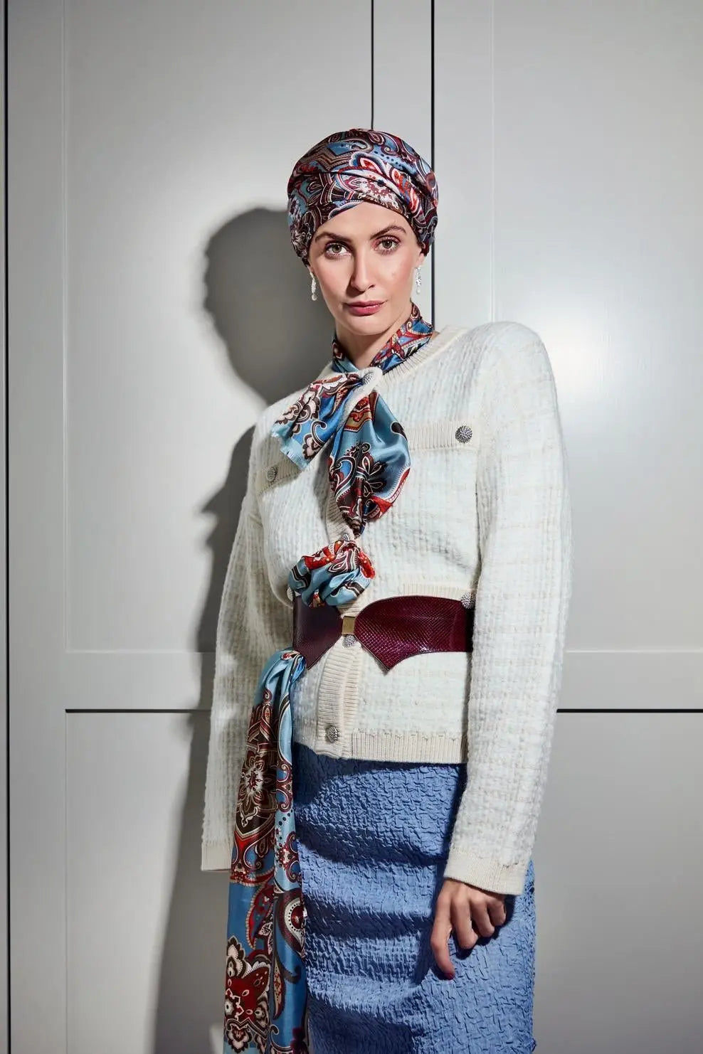 Royal Paisley Silk Scarf, Blue - Dyrberg/Kern NZ