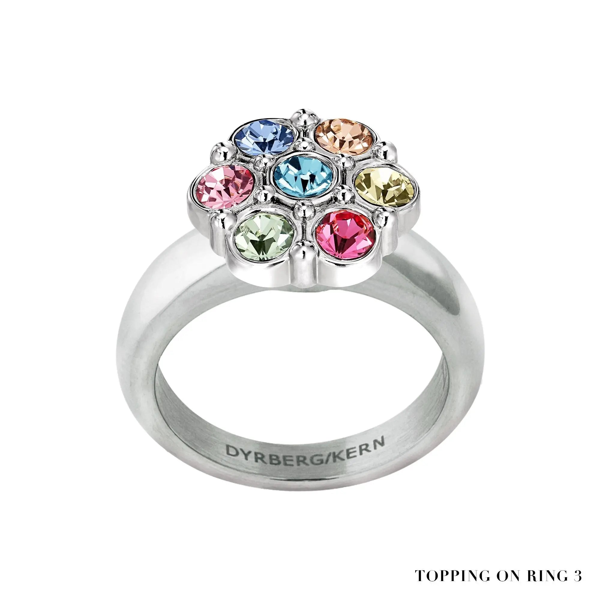 Salma Shiny Silver Interchangeable Ring Topper - Pastel Multi - Dyrberg/Kern NZ