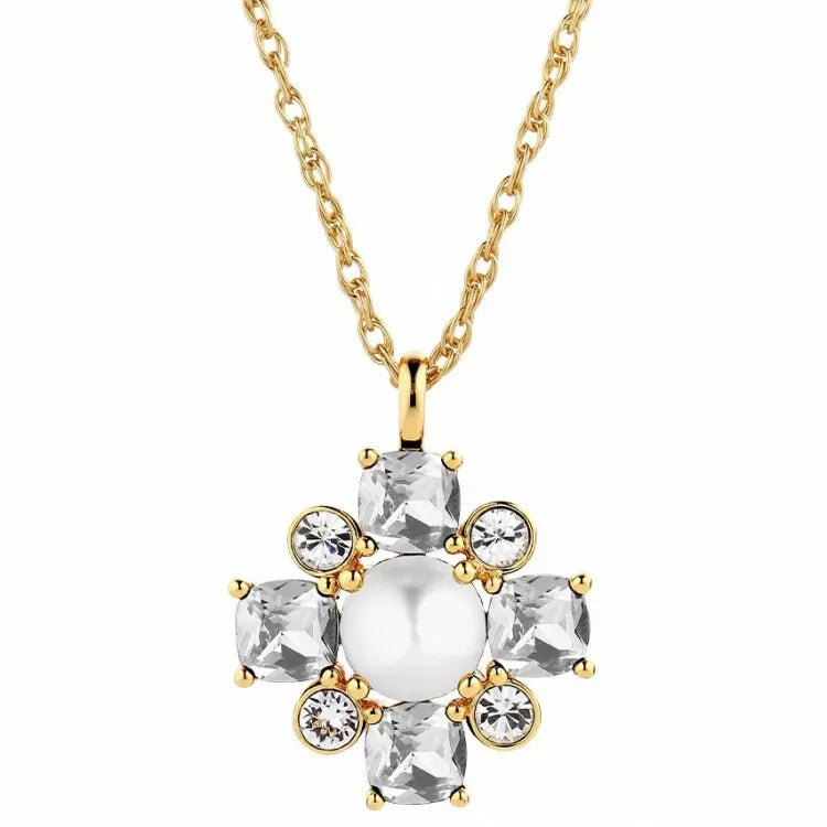 Sassi Gold Necklace - Crystal / White Pearl - Dyrberg/Kern NZ