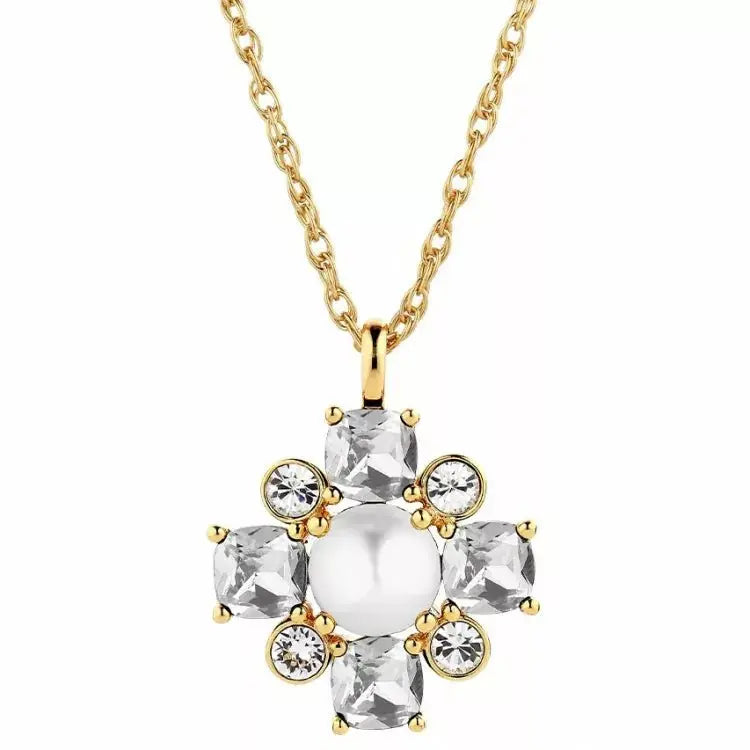 Sassi Gold Necklace - Crystal / White Pearl - Dyrberg/Kern NZ