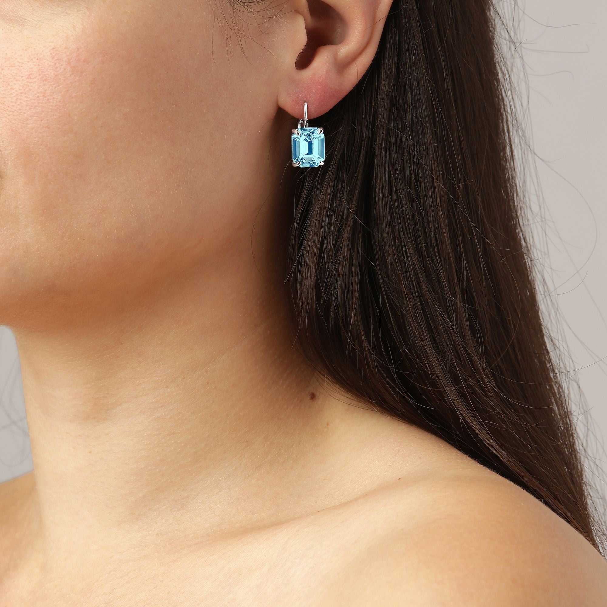 Segin Shiny Silver Earrings - Aqua - Dyrberg/Kern NZ