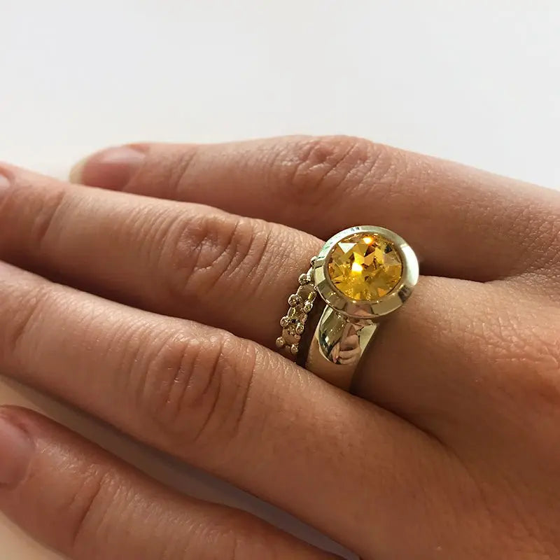 Strength Gold Interchangeable Ring Topper - Peach - Dyrberg/Kern NZ