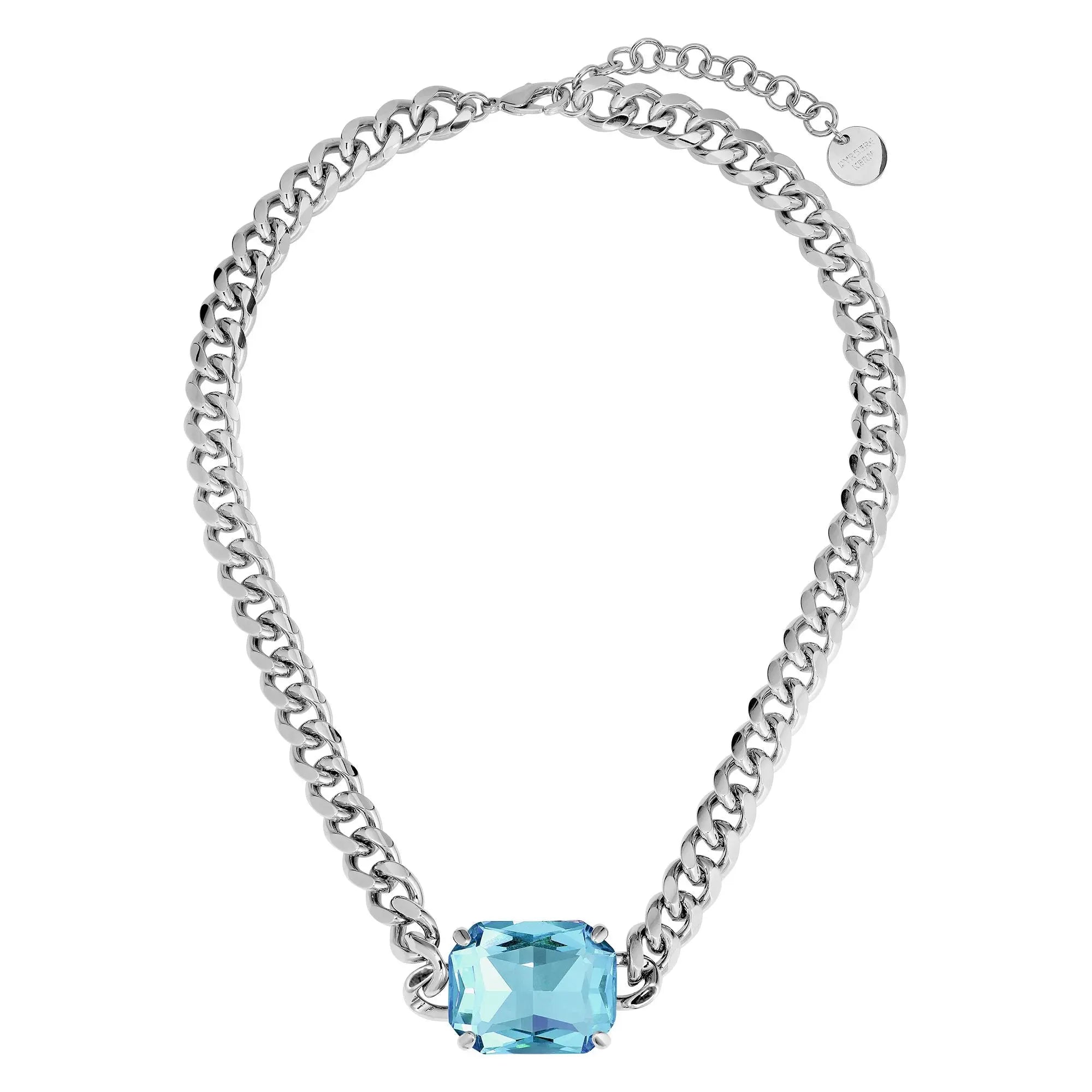 Tagona Shiny Silver Necklace - Aqua - Dyrberg/Kern NZ