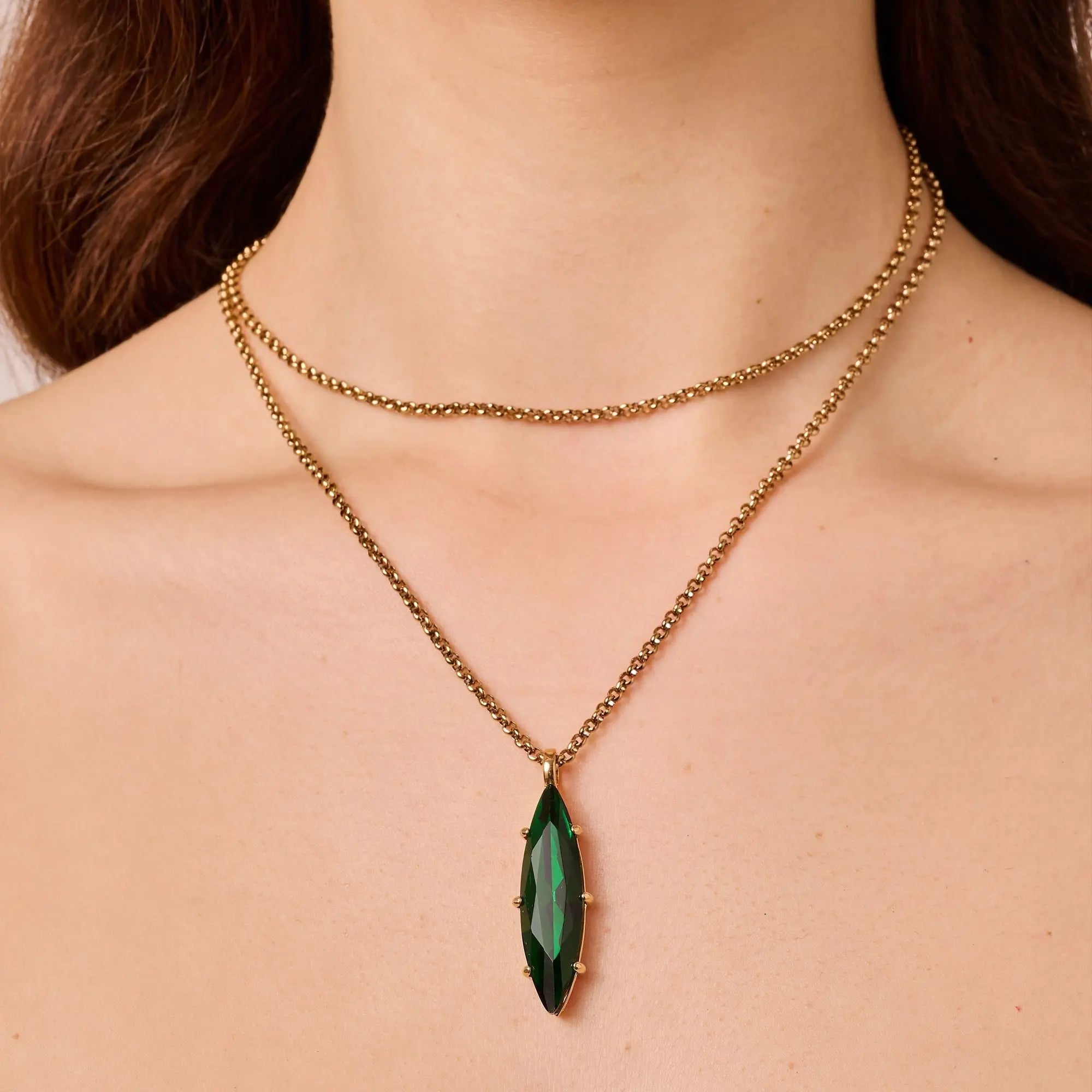 Takeshi Gold Necklace - Emerald Green - Dyrberg/Kern NZ