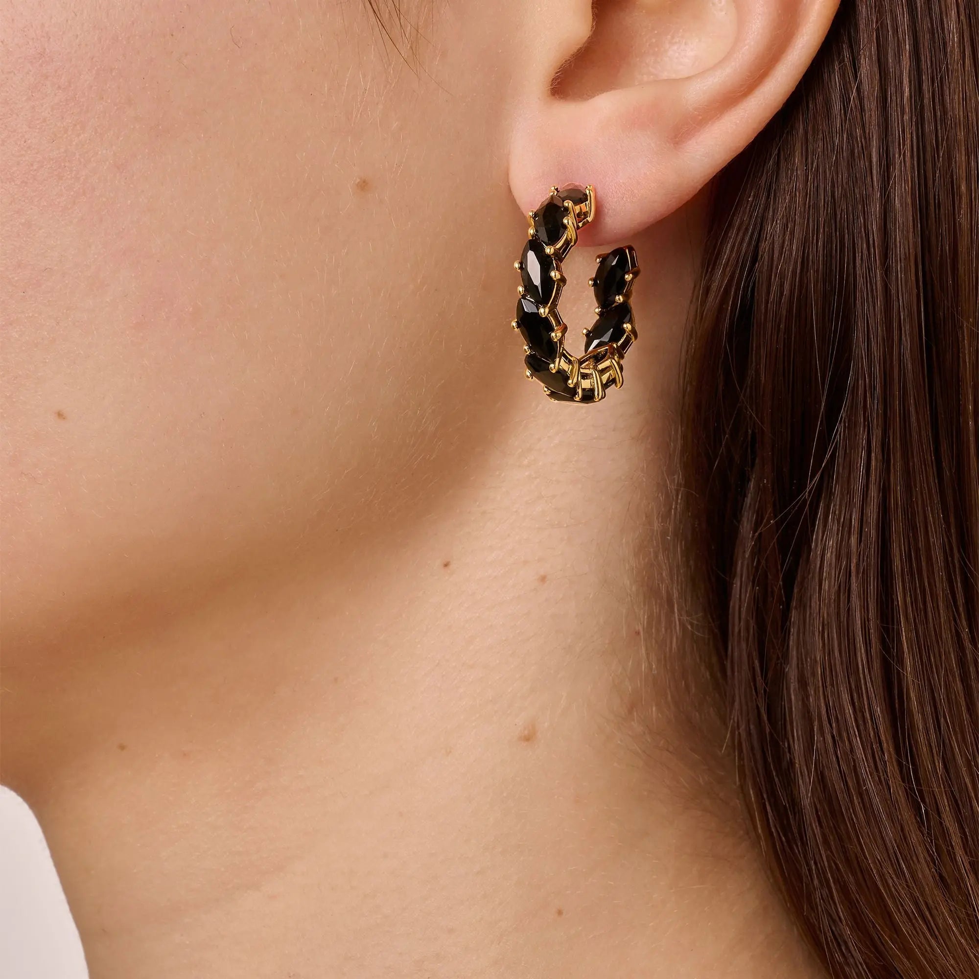 Tamarin Gold Earrings - Black - Dyrberg/Kern NZ