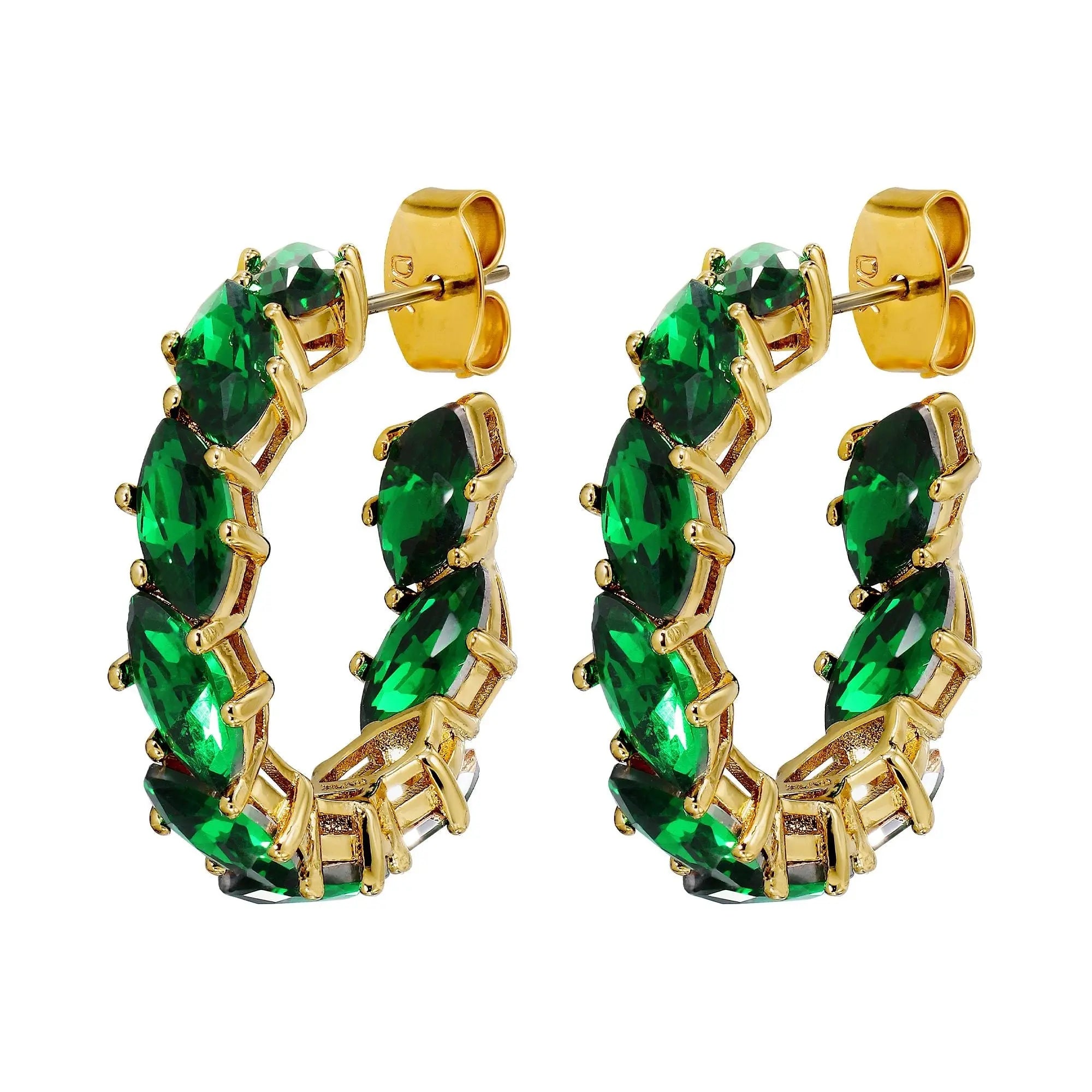 Tamarin Gold Earrings - Emerald Green - Dyrberg/Kern NZ