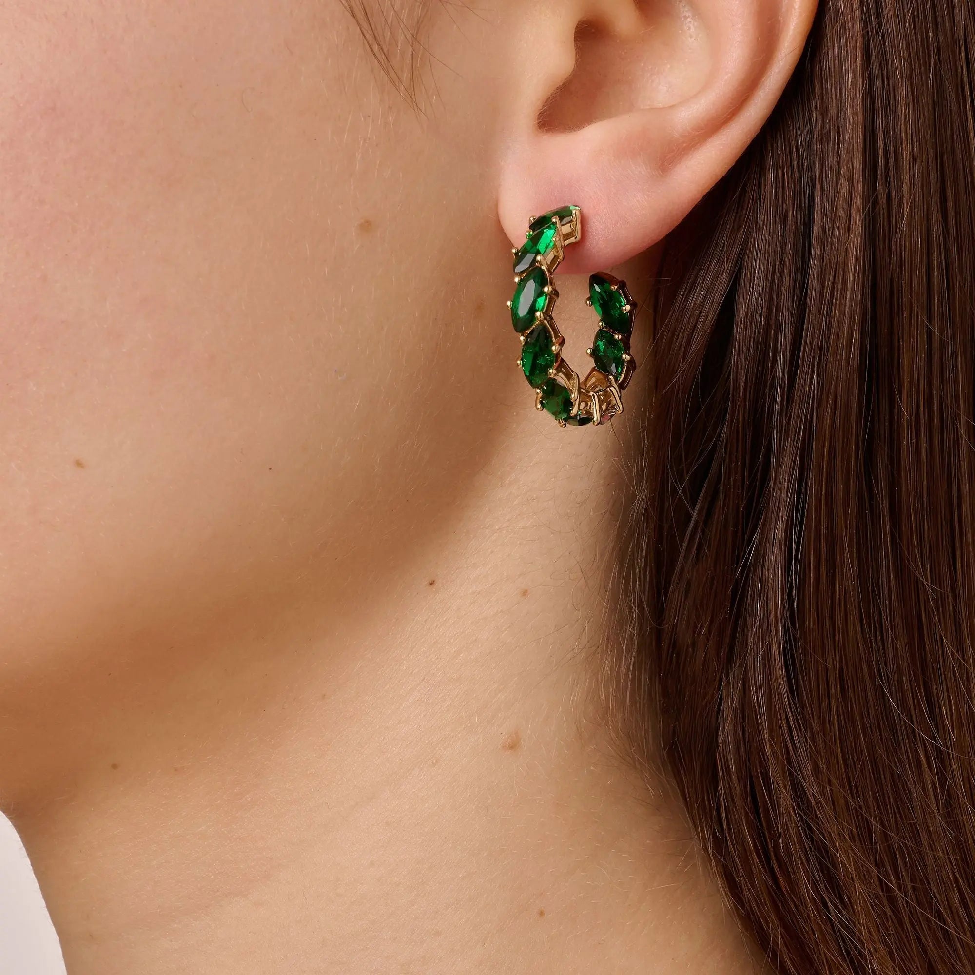 Tamarin Gold Earrings - Emerald Green - Dyrberg/Kern NZ