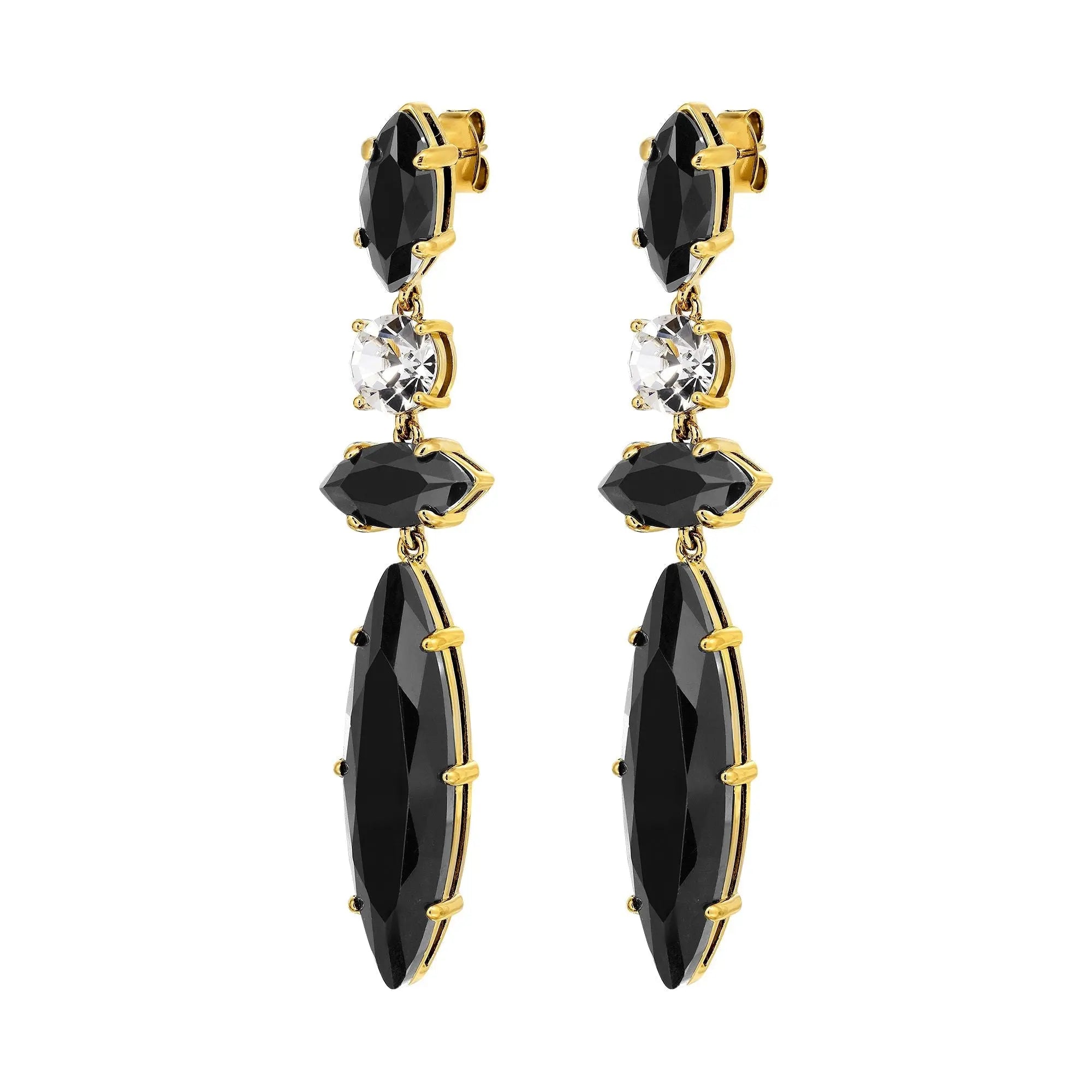 Tenere Gold Earrings - Black / Crystal - Dyrberg/Kern NZ