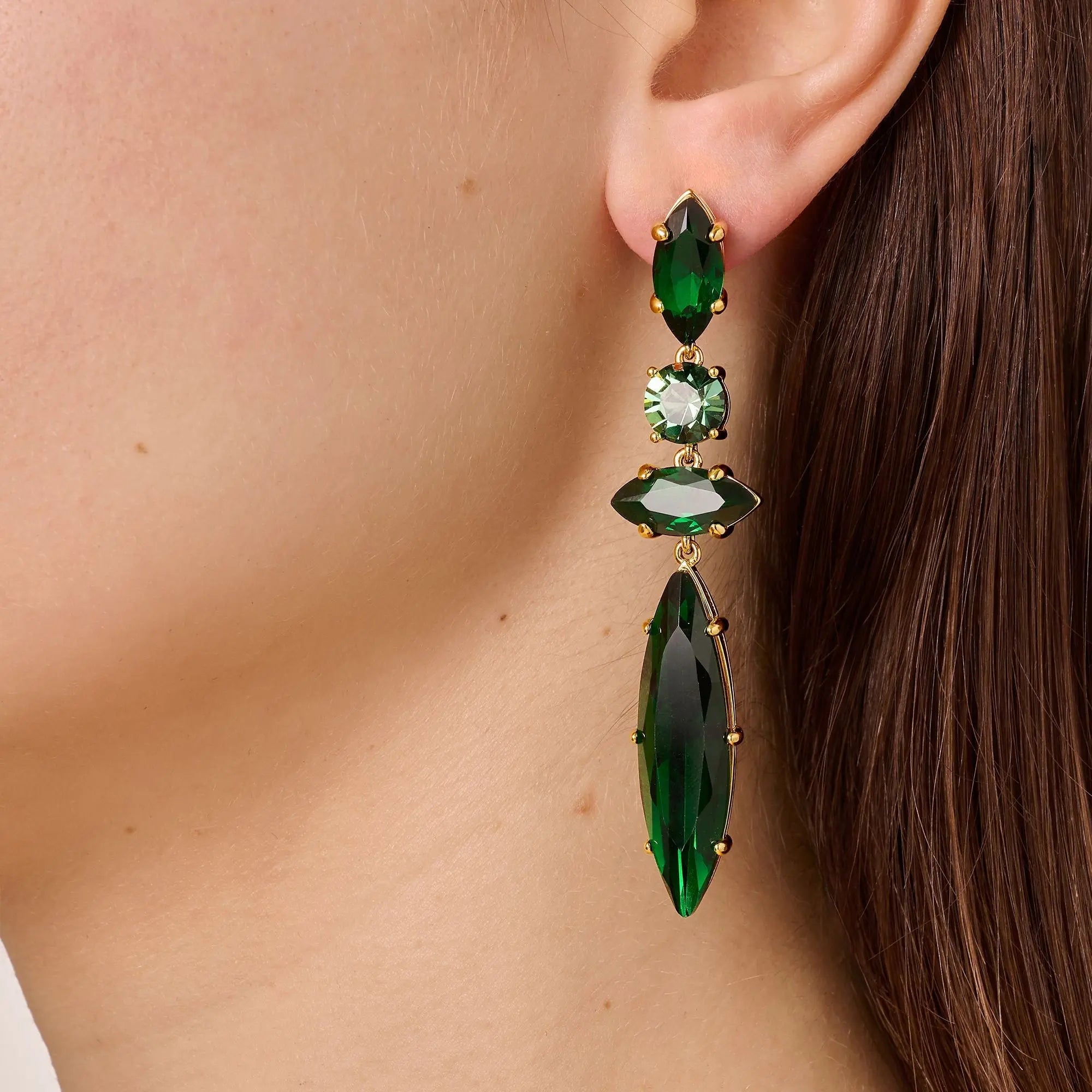 Tenere Gold Earrings - Green - Dyrberg/Kern NZ