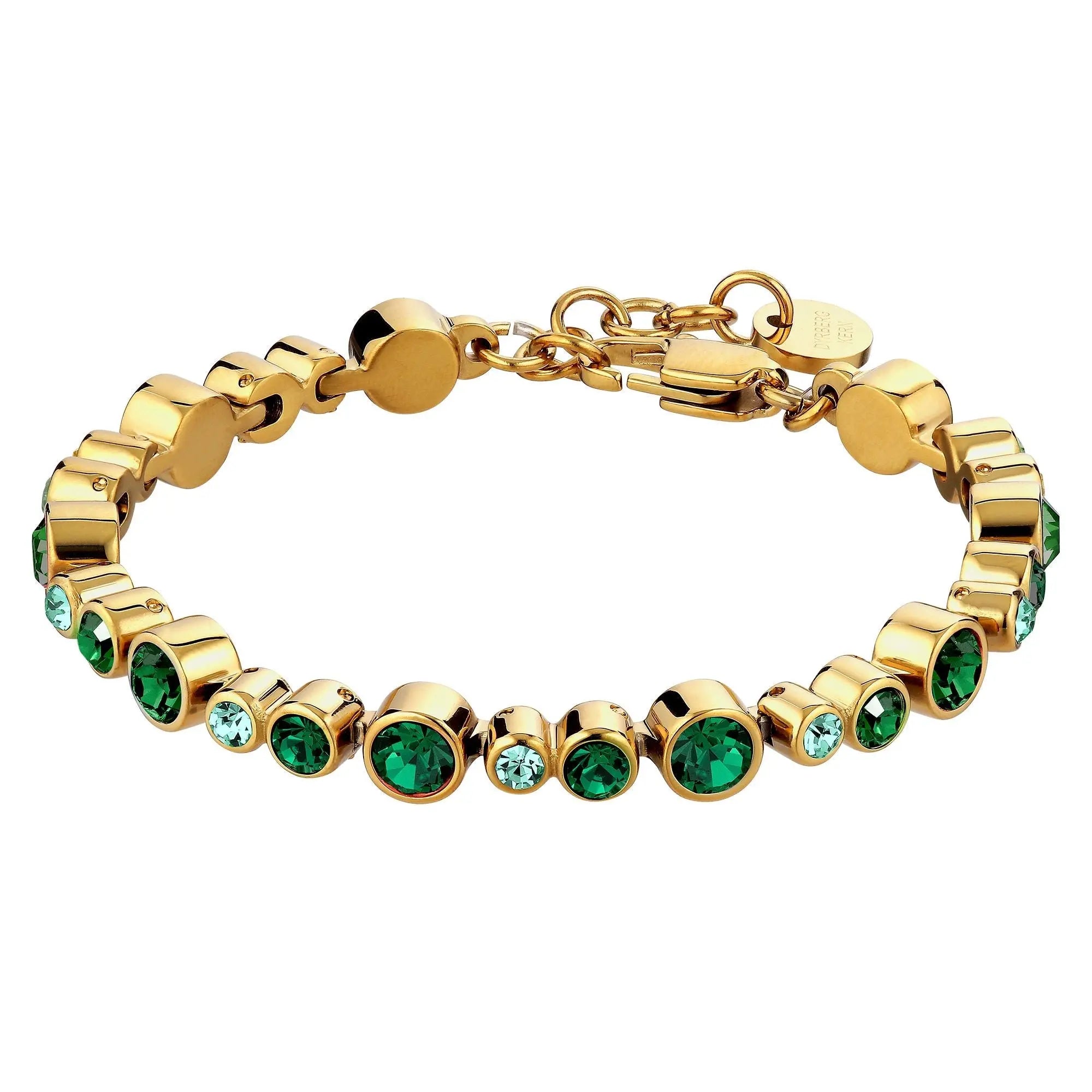 Teresia Gold Tennis Bracelet - Emerald Green Mix - Dyrberg/Kern NZ