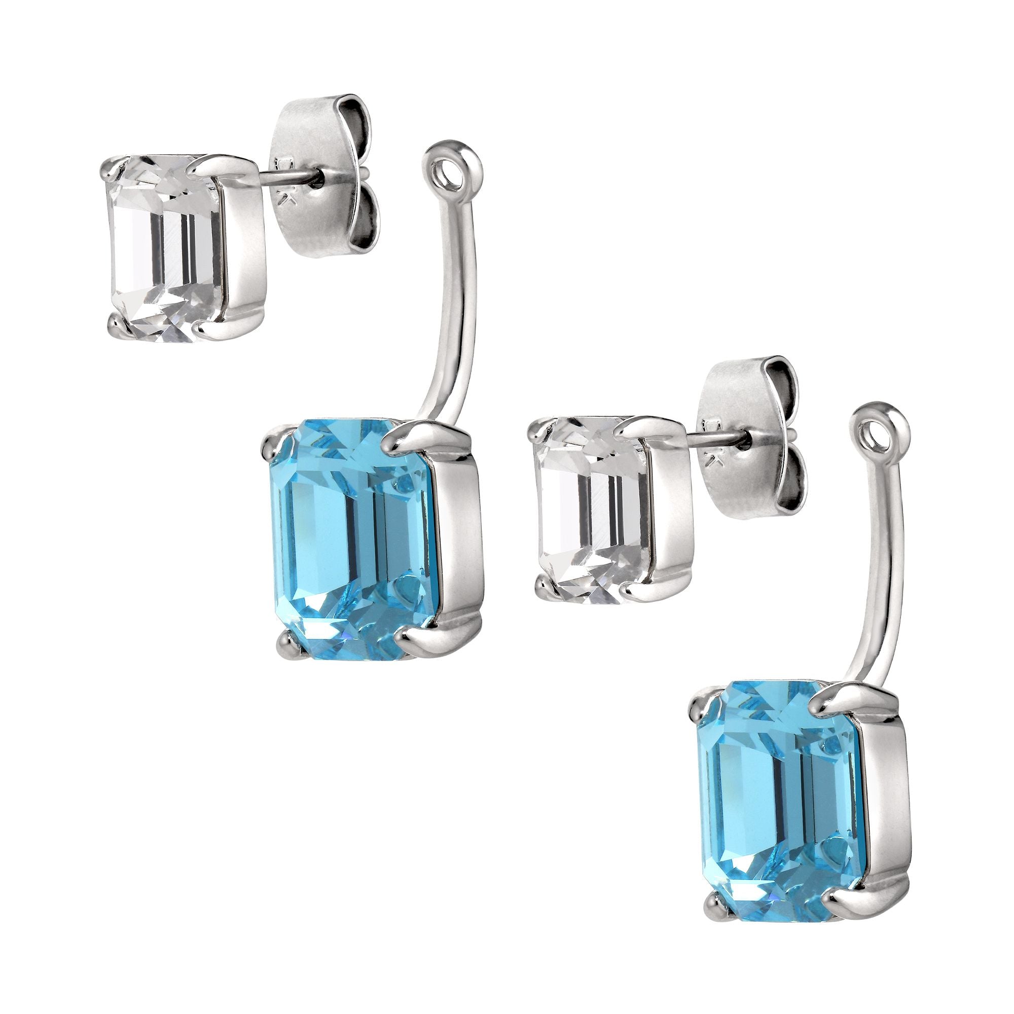 Teti Shiny Silver Earrings - Aqua / Crystal - Dyrberg/Kern NZ