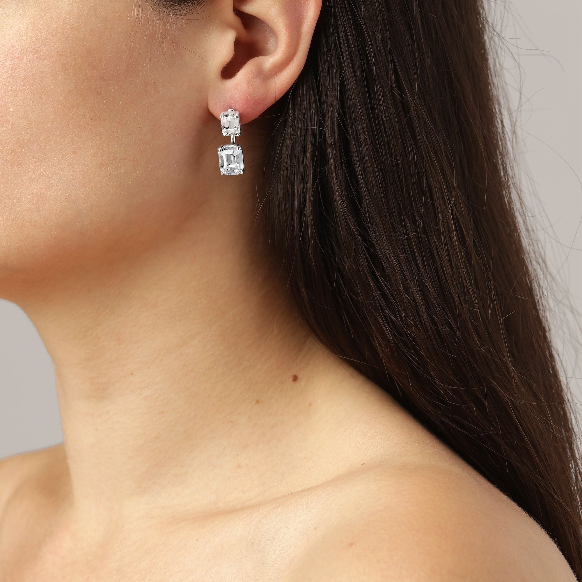 Teti Shiny Silver Earrings - Crystal - Dyrberg/Kern NZ
