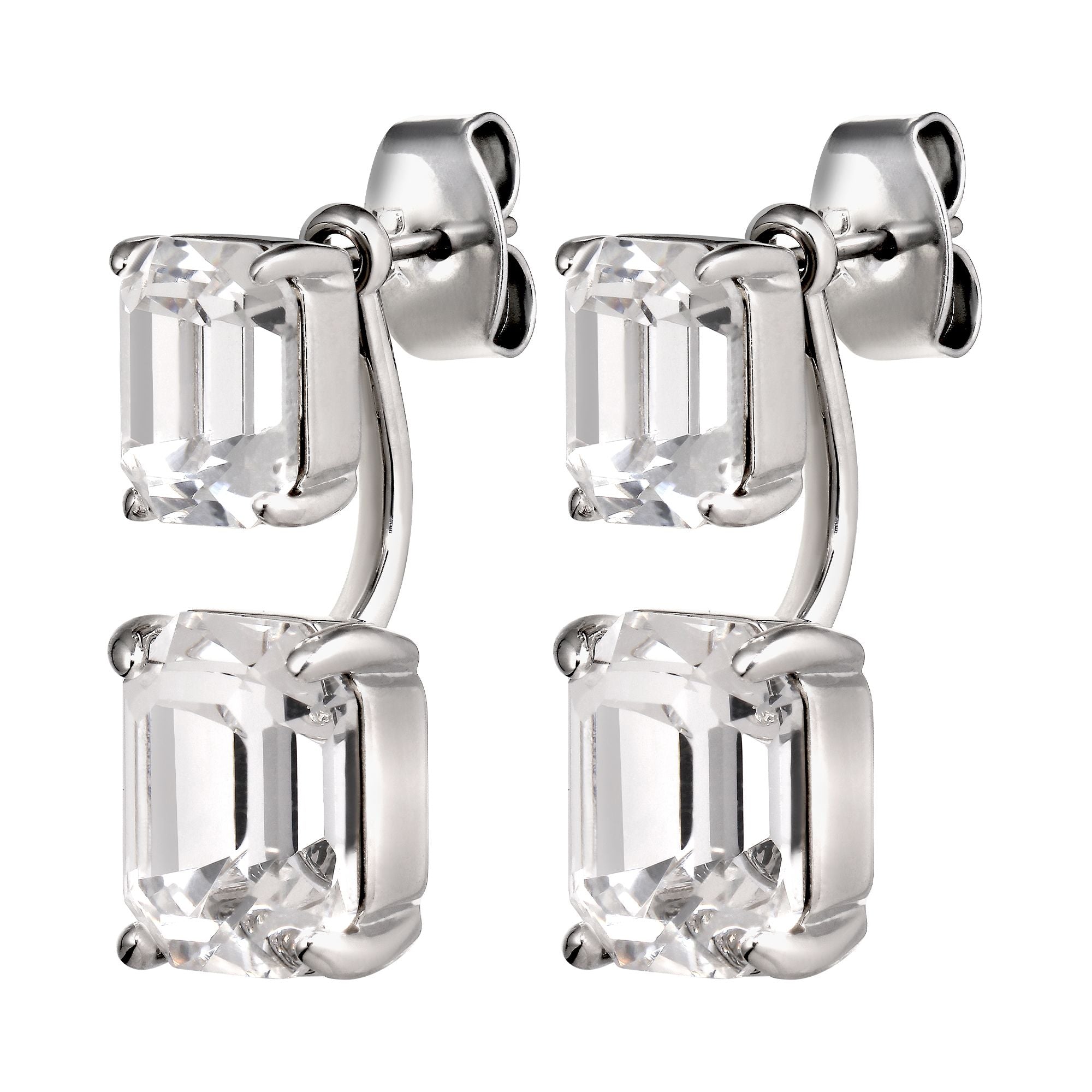 Teti Shiny Silver Earrings - Crystal - Dyrberg/Kern NZ