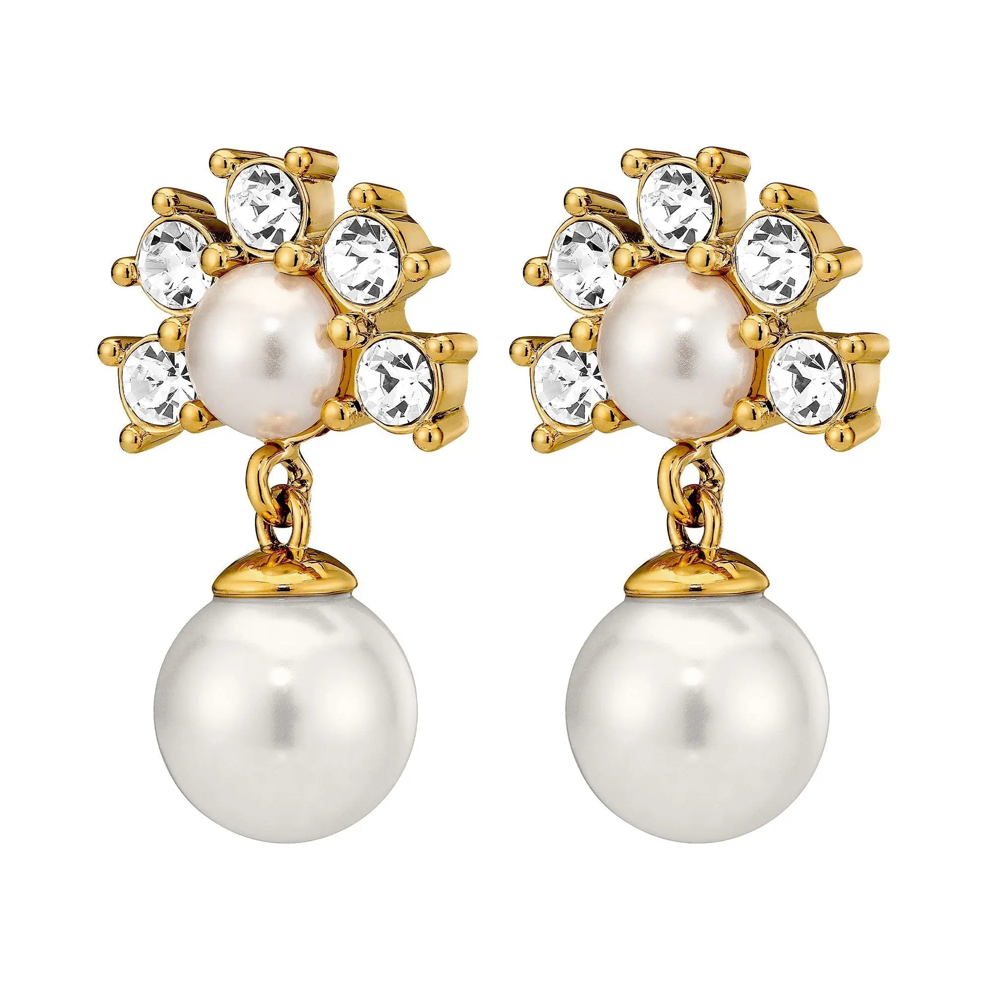 Veronica Gold Earrings - Crystal /White Pearl - Dyrberg/Kern NZ