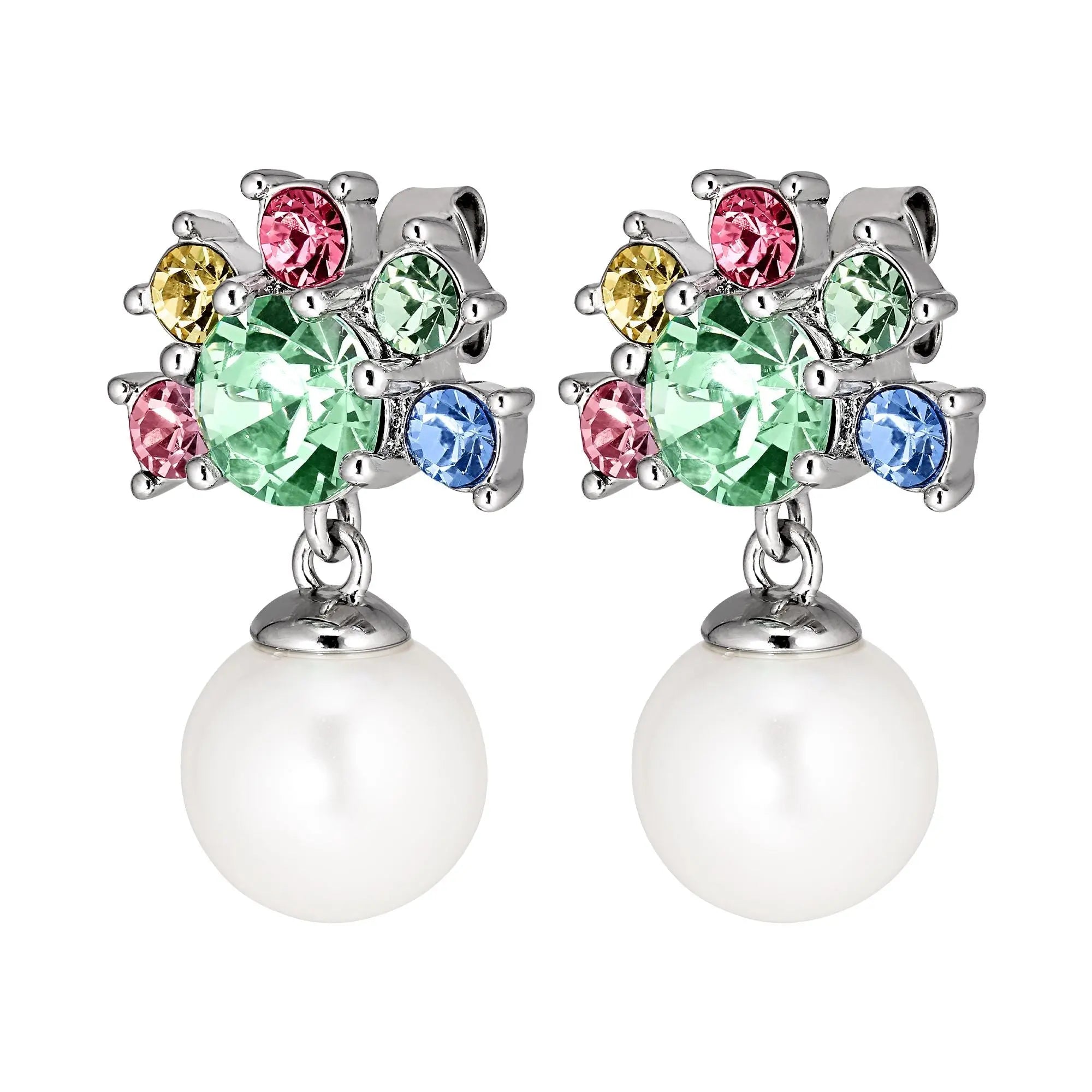 Veronica Shiny Silver Earrings - Pastel Multi - Dyrberg/Kern NZ