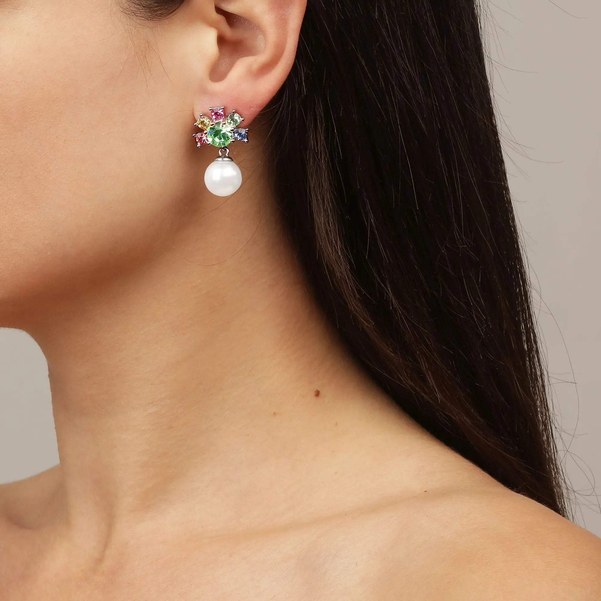 Veronica Shiny Silver Earrings - Pastel Multi - Dyrberg/Kern NZ