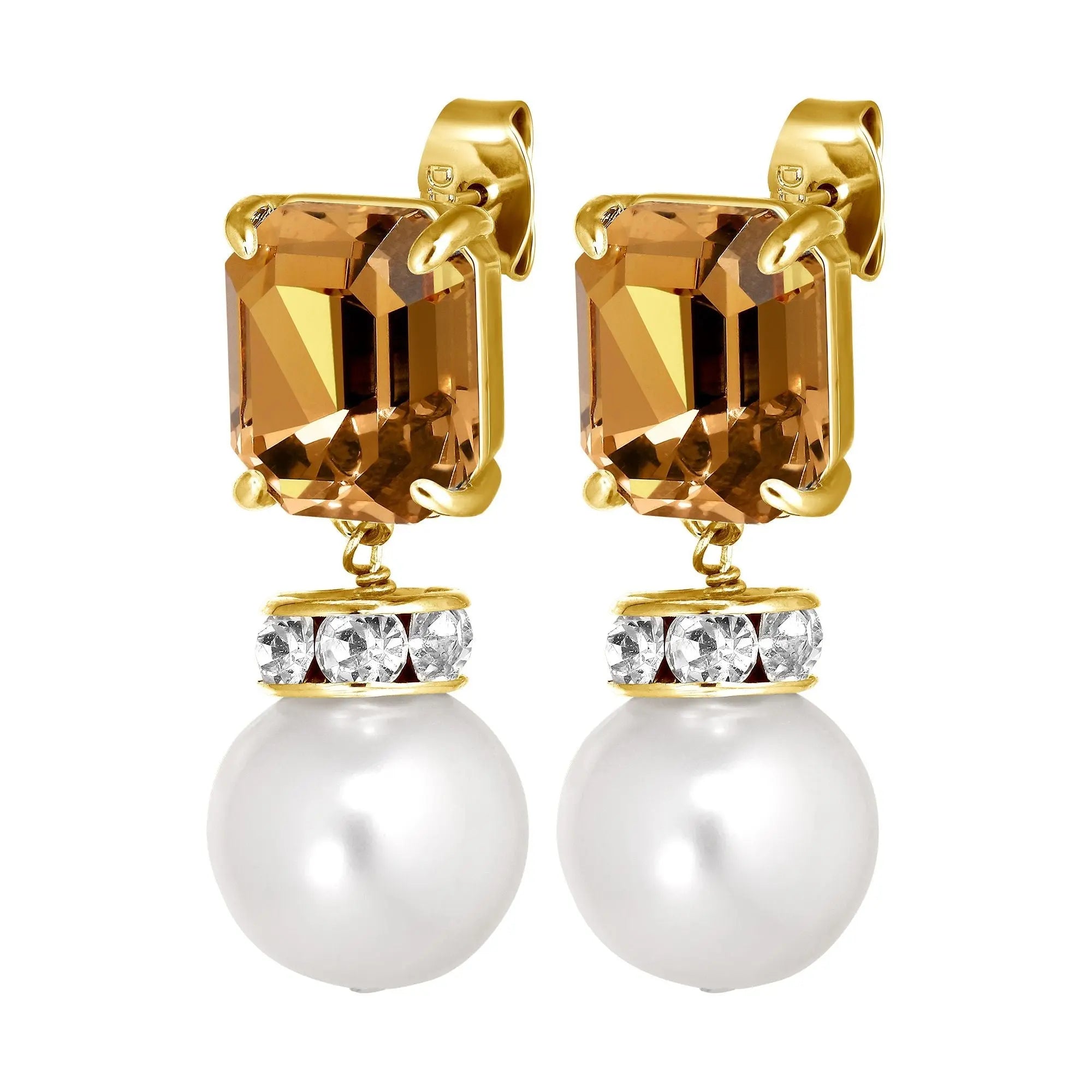 Wali Gold Earrings - Golden / White Pearl - Dyrberg/Kern NZ