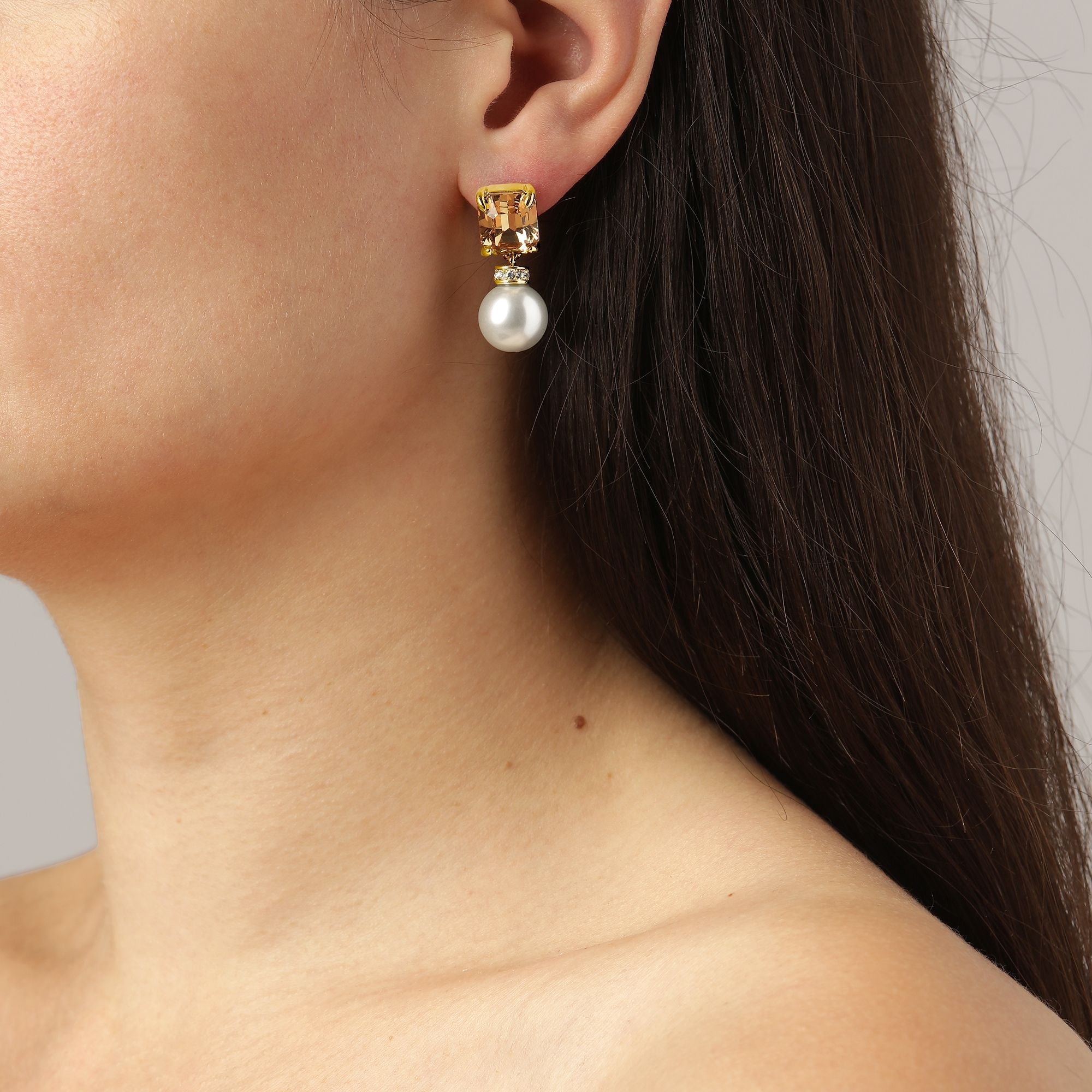 Wali Gold Earrings - Golden / White Pearl - Dyrberg/Kern NZ