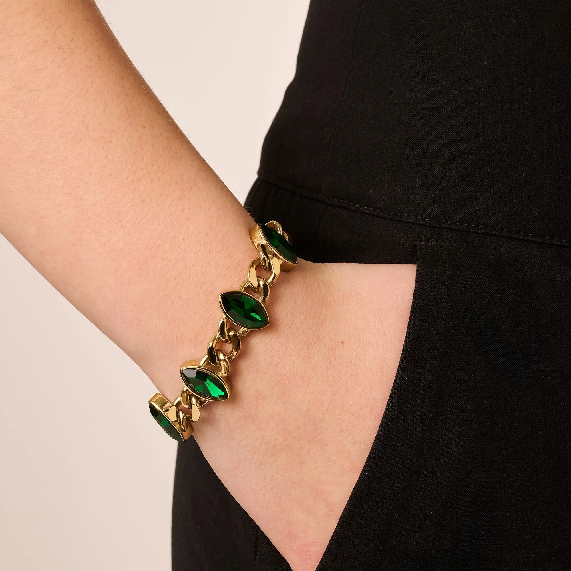 Zelko Gold Bracelet - Emerald Green - Dyrberg/Kern NZ