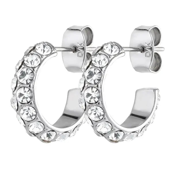 Heidi Shiny Silver Hoop Earrings Dyrberg/Kern NZ