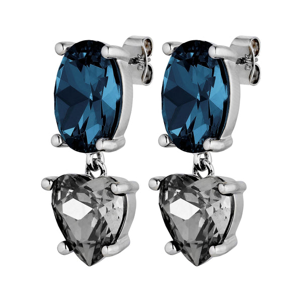 Anett Shiny Silver Earrings - Royal Blue / Grey - Dyrberg/Kern NZ