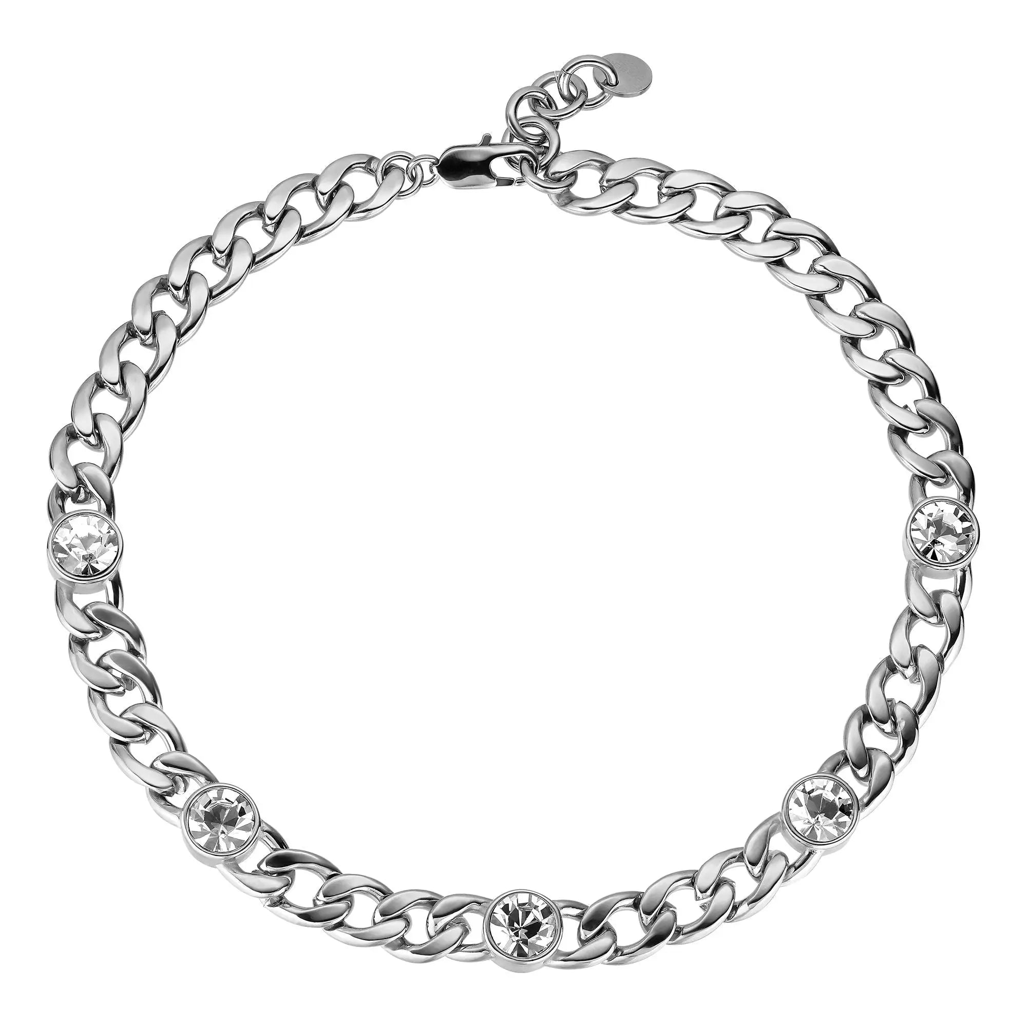 Angelina Shiny Silver Necklace - Crystal - Dyrberg/Kern NZ