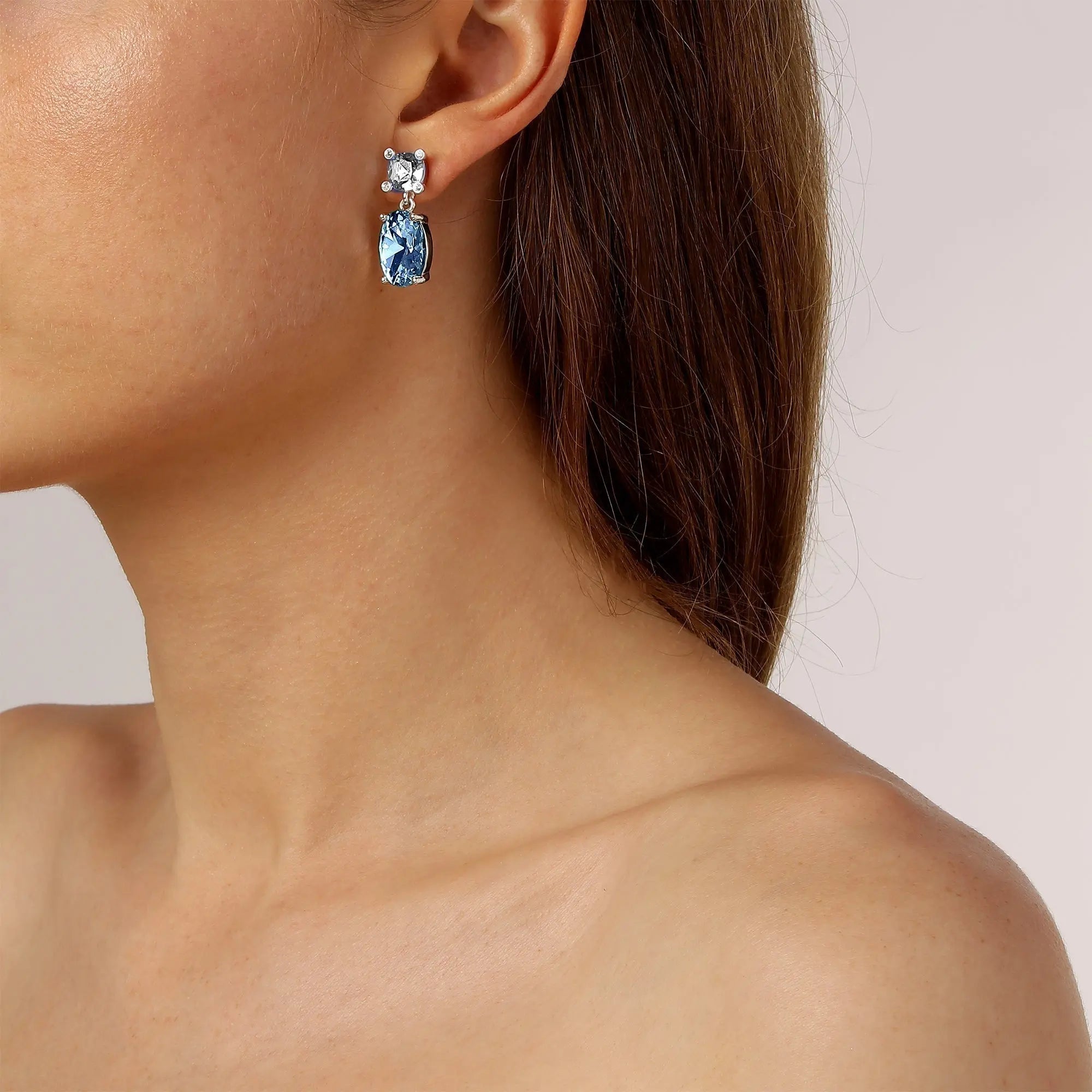 Antonia Shiny Silver Earrings - Blue - Dyrberg/Kern NZ