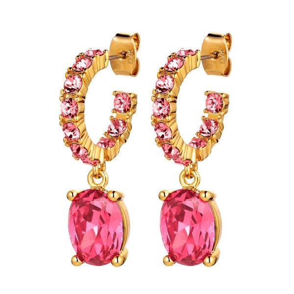 Pink Gold Hoop Drop Earrings - Dyrberg/Kern NZ