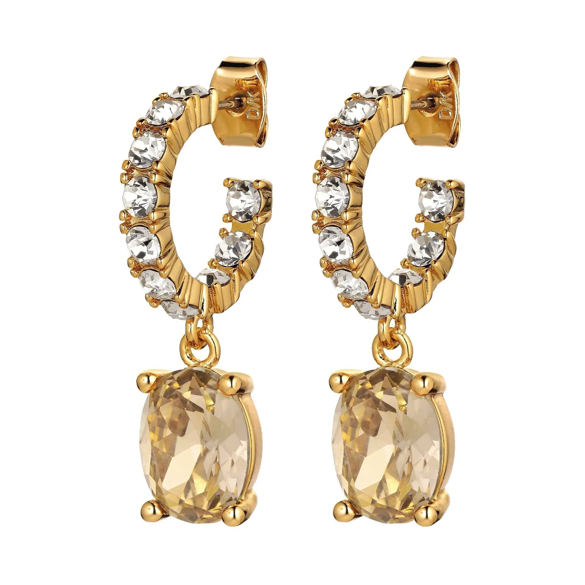 Barbara Gold Earrings - Golden / Crystal - Dyrberg/Kern NZ