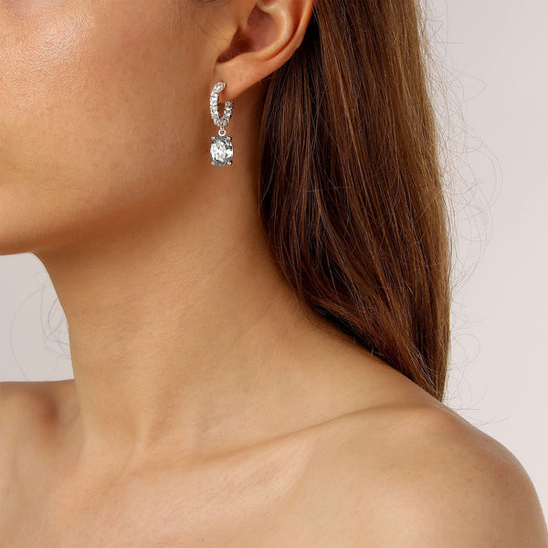 Barbara Shiny Silver Earrings - Crystal - Dyrberg/Kern NZ