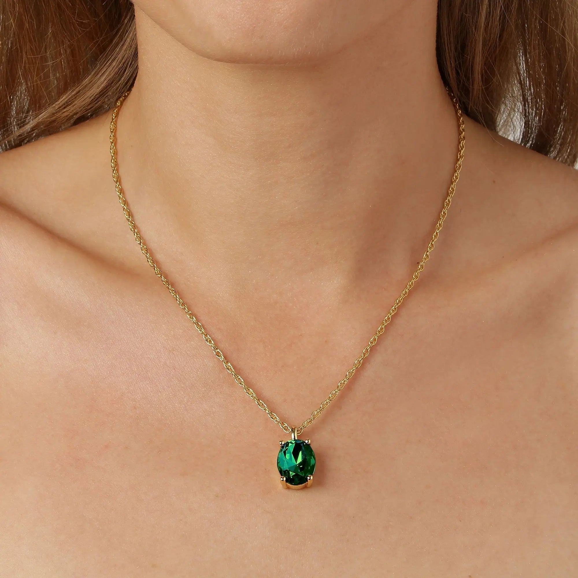 Barga Gold Necklace - Emerald Green - Dyrberg/Kern NZ