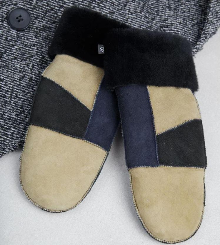 Bella Sheepskin Mitten, Mixed w/Black+Beige+Navy - Dyrberg/Kern NZ