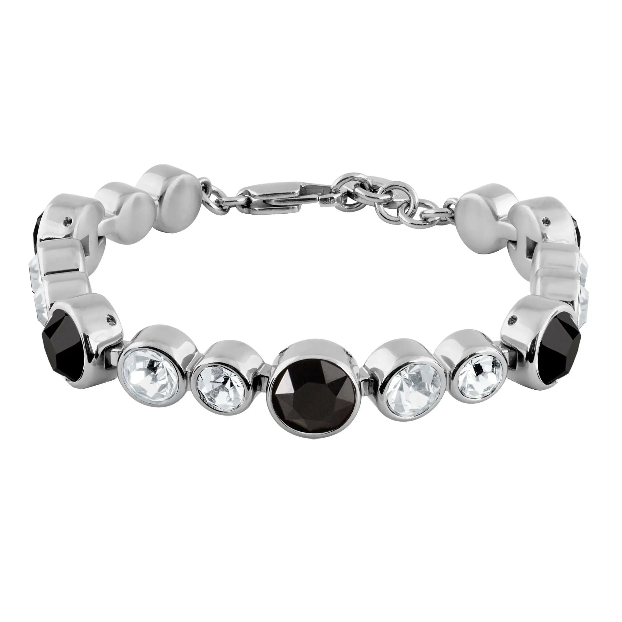 Calice Shiny Silver Tennis Bracelet - Black / Crystal - Dyrberg/Kern NZ