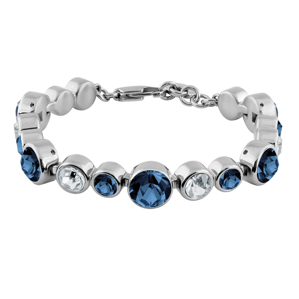 Calice Shiny Silver Tennis Bracelet - Royal Blue / Crystal - Dyrberg/Kern NZ