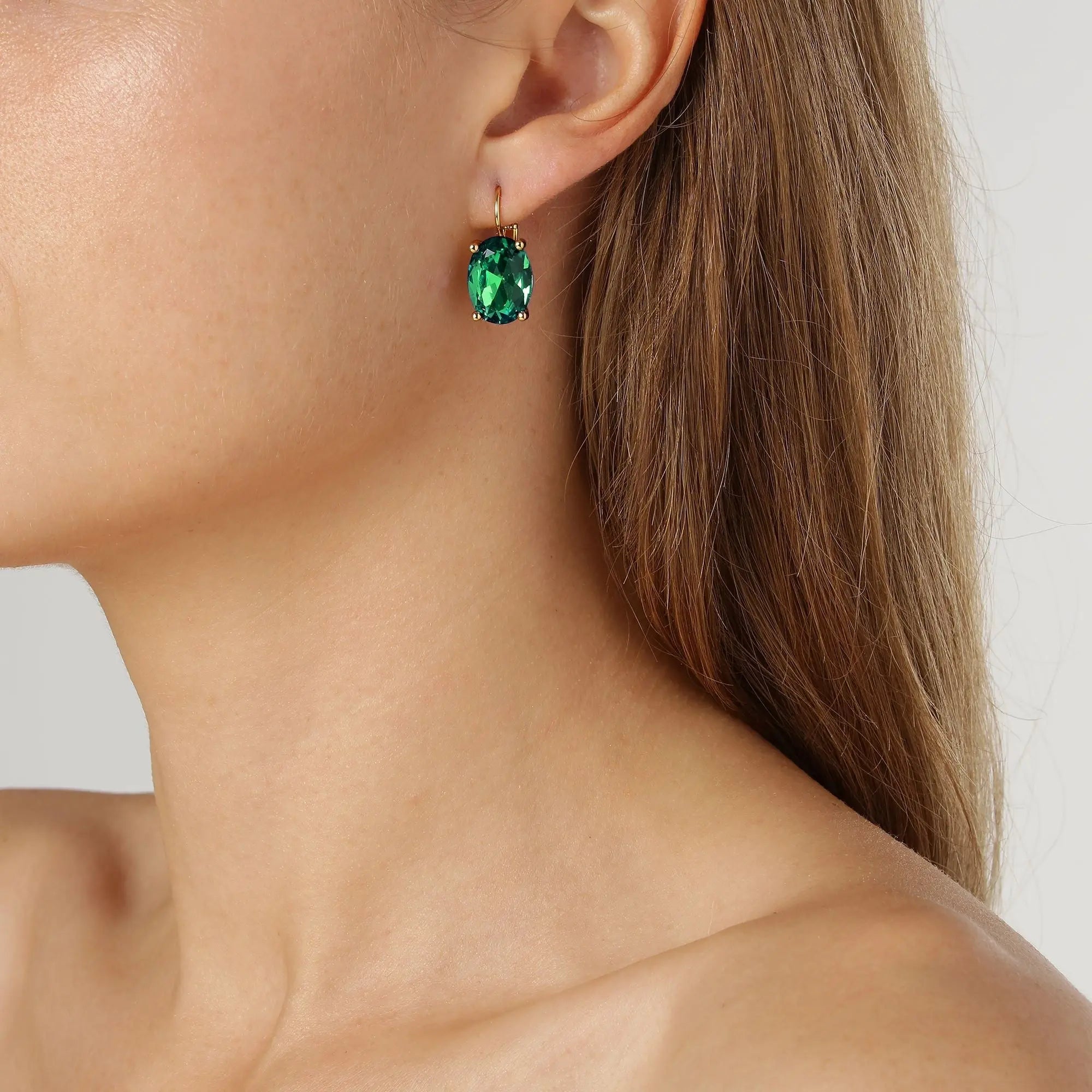 Chantal Gold Earrings - Emerald Green - Dyrberg/Kern NZ