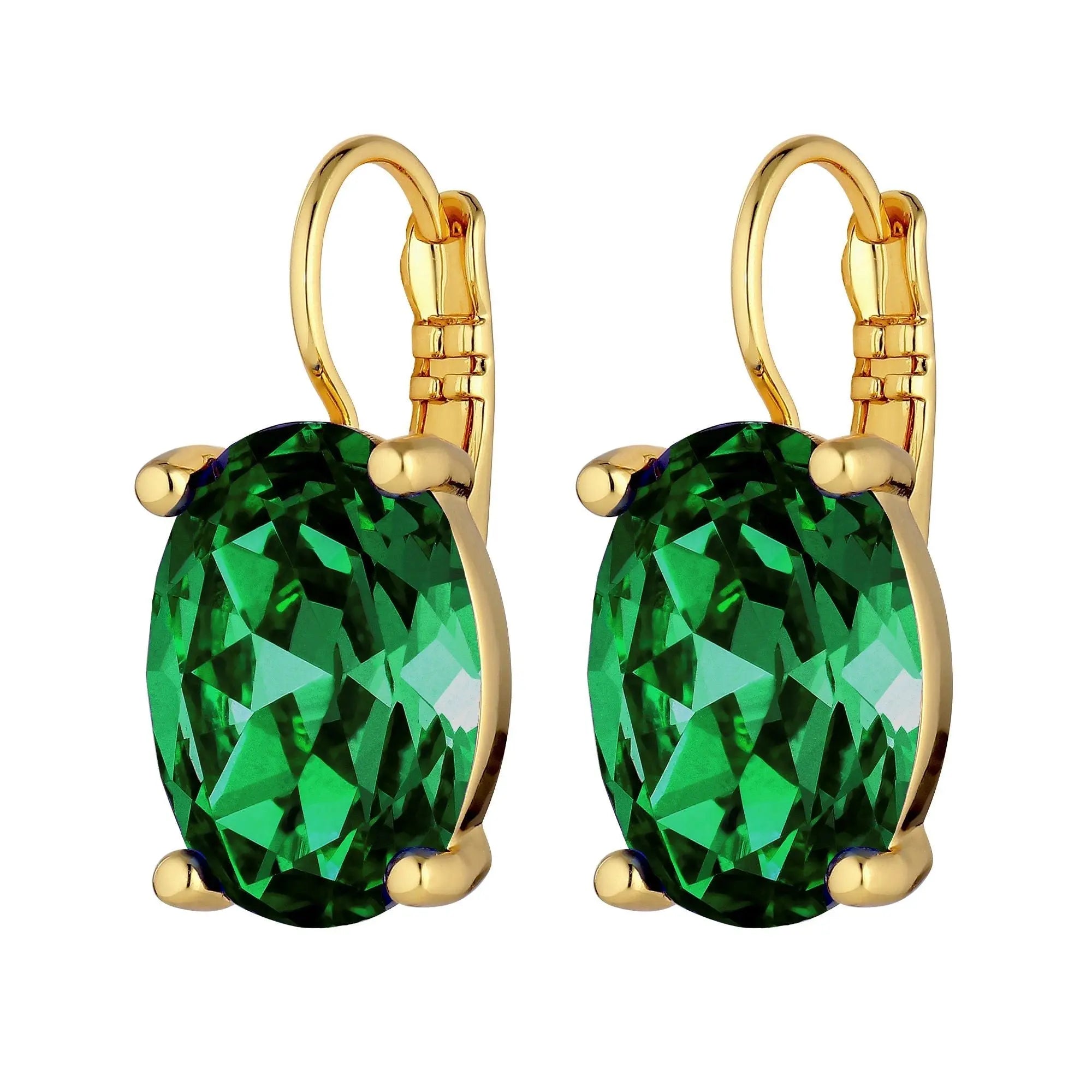 Chantal Gold Earrings - Emerald Green - Dyrberg/Kern NZ