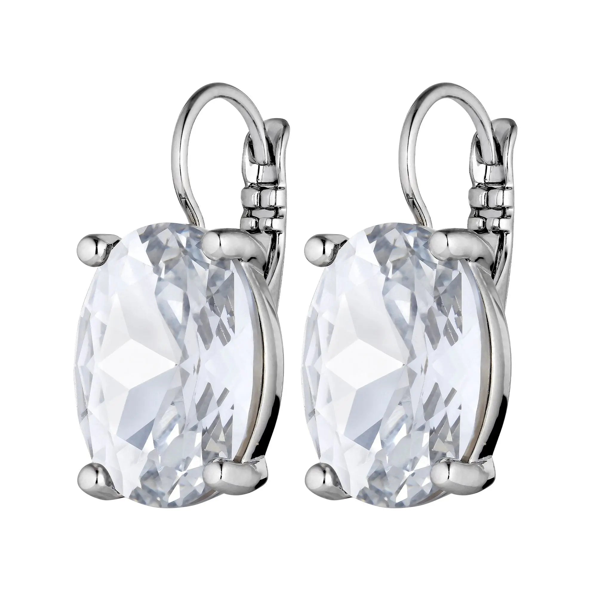 Chantal Shiny Silver Earrings - Crystal - Dyrberg/Kern NZ