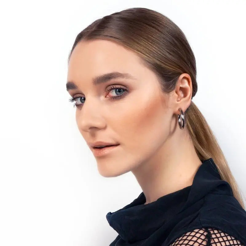 Cirkula Shiny Silver Hoop Earrings - Dyrberg/Kern NZ