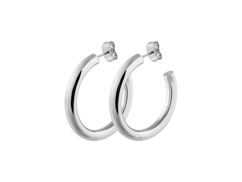 Cirkula Shiny Silver Hoop Earrings - Dyrberg/Kern NZ