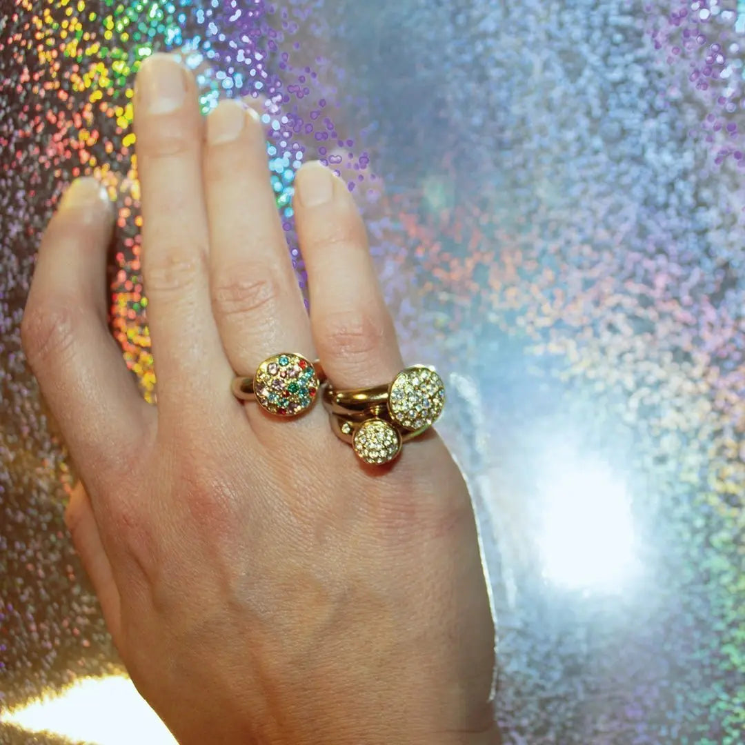 Delight Gold Interchangeable Rings Topper - Emerald Green - Dyrberg/Kern NZ