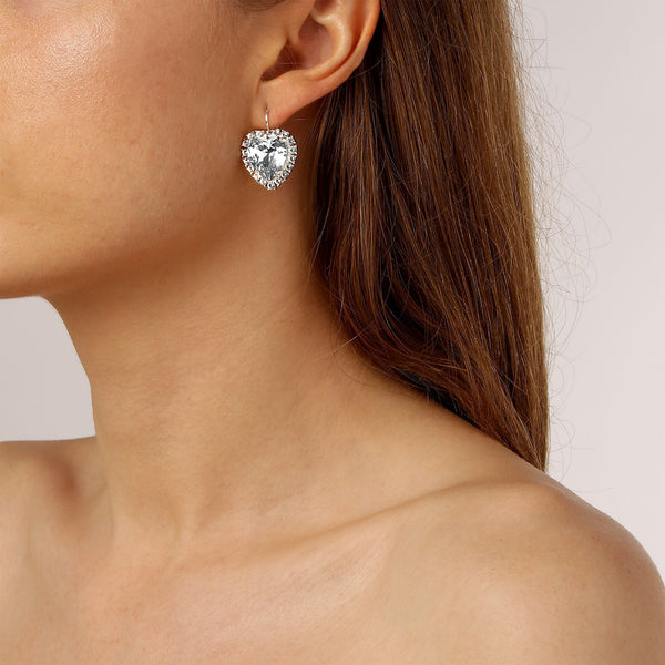 Felicia Shiny Silver Earrings - Crystal - Dyrberg/Kern NZ