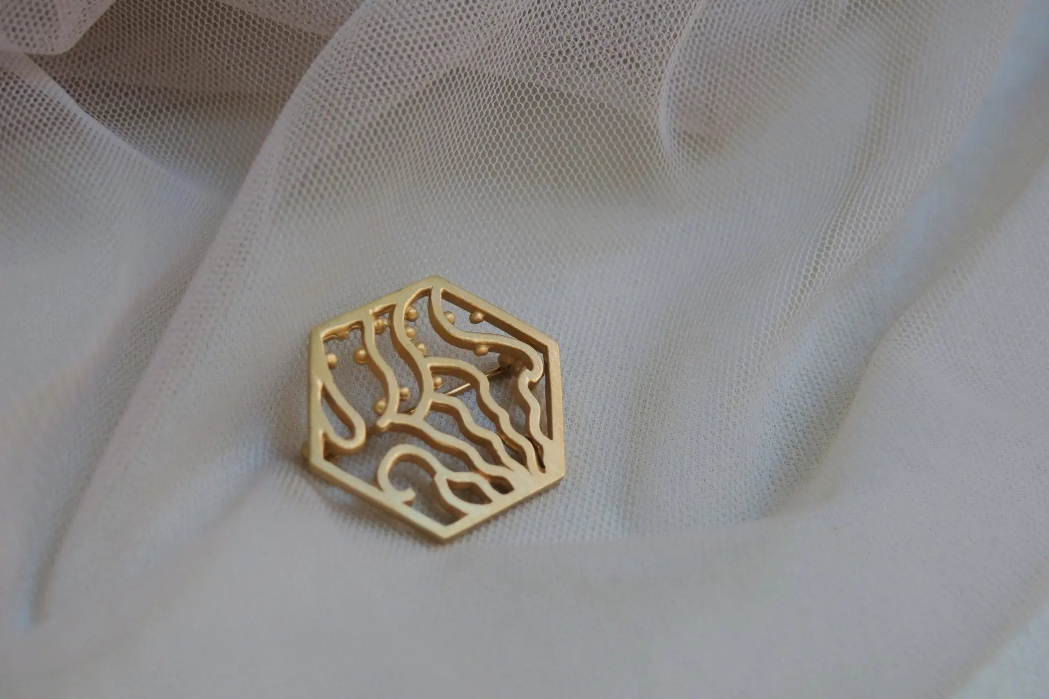 Gaudi Gold Brooch (Hexagon) - Dyrberg/Kern NZ